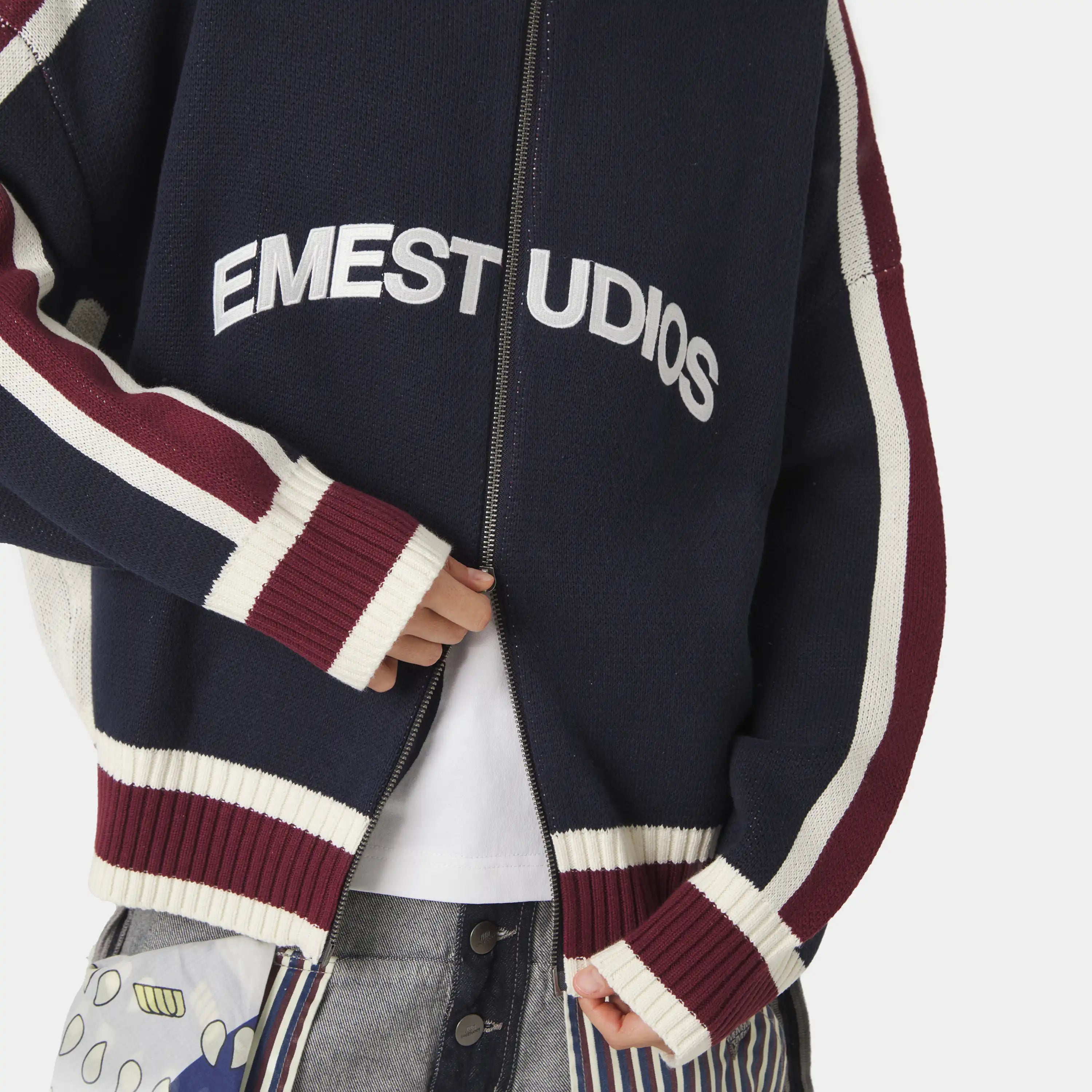 Echellor Navy Zipper Knit Knitwear Eme Studios