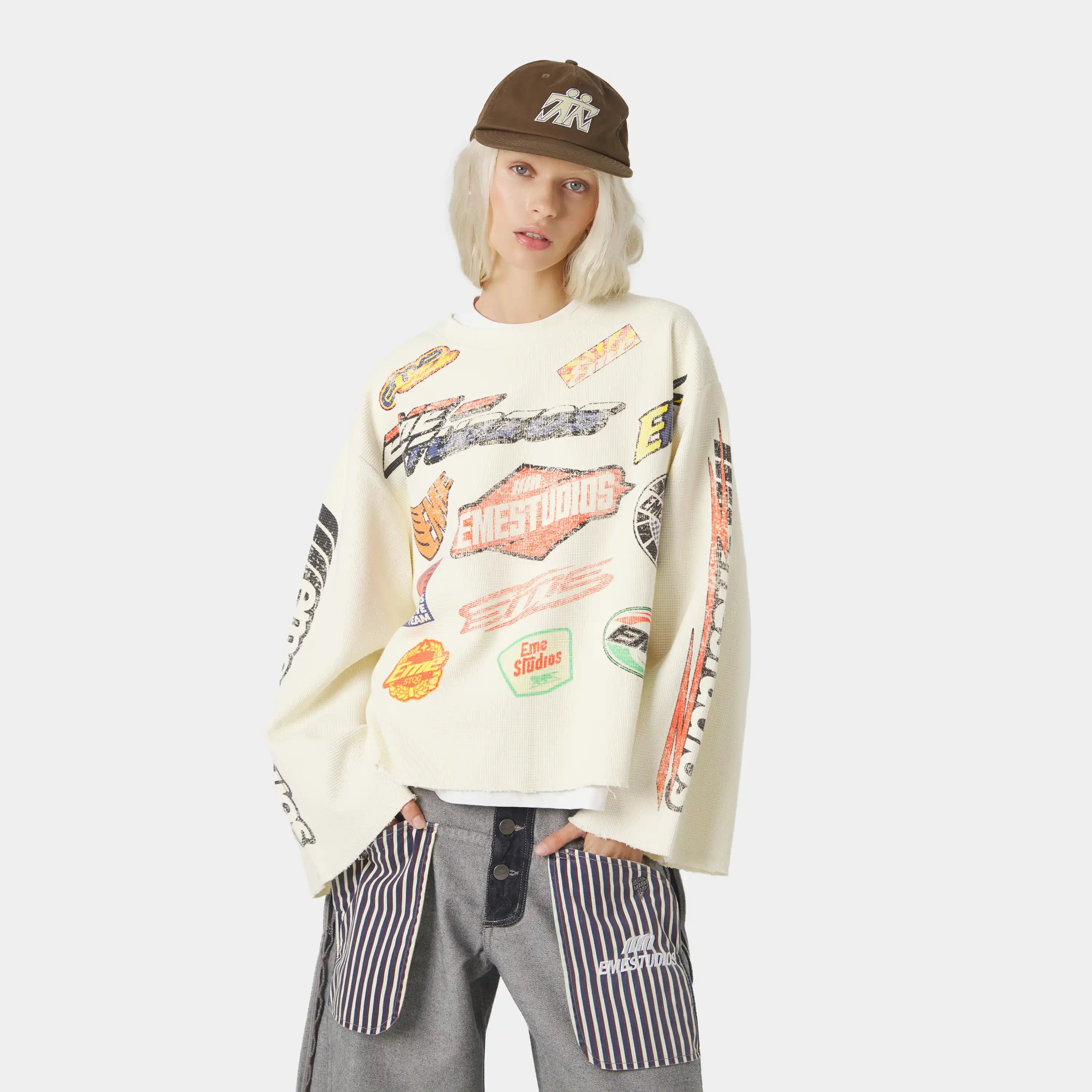 Waffle Off Sand Crewneck Sweatshirts Eme Studios