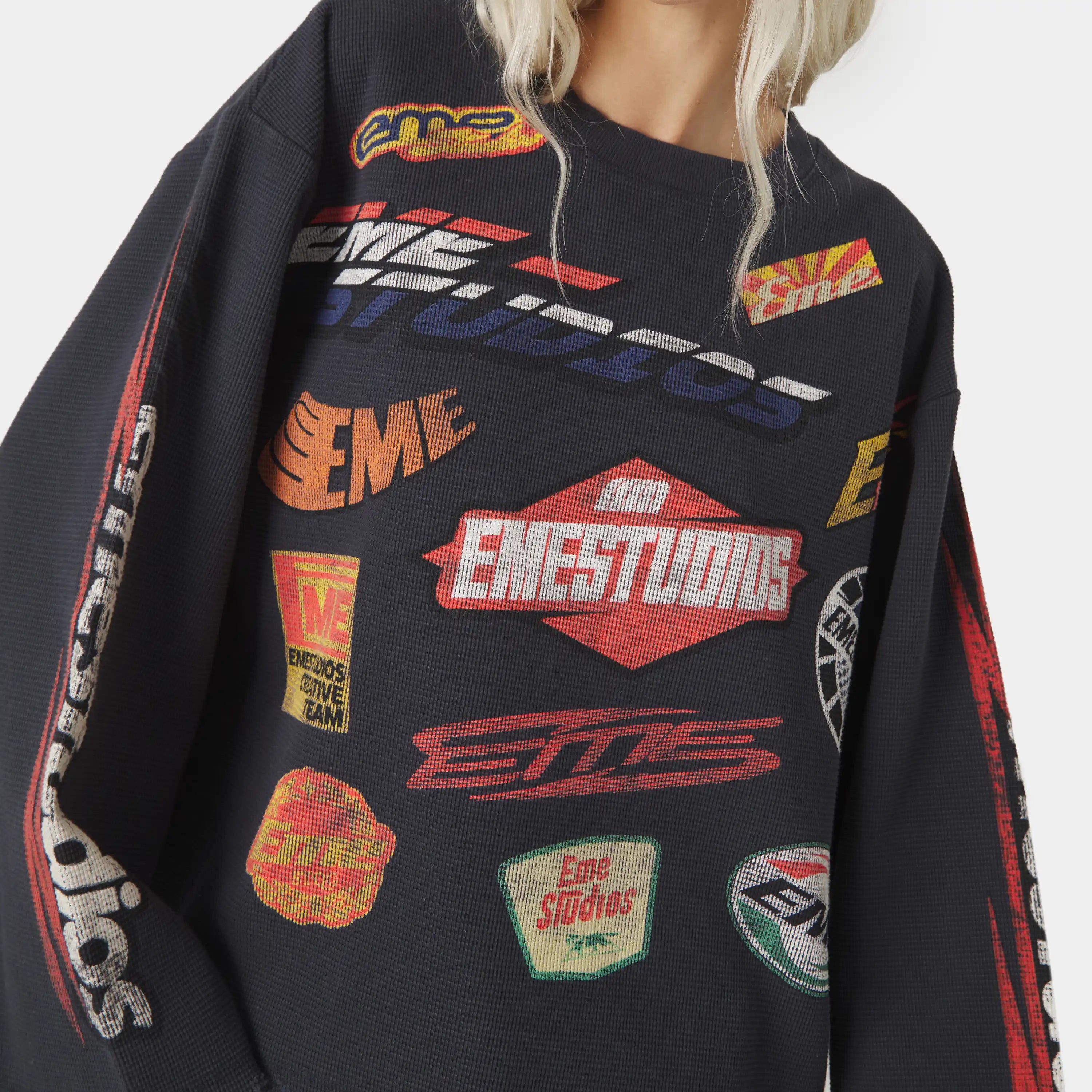 Waffle Navy Crewneck Sweatshirts Eme Studios