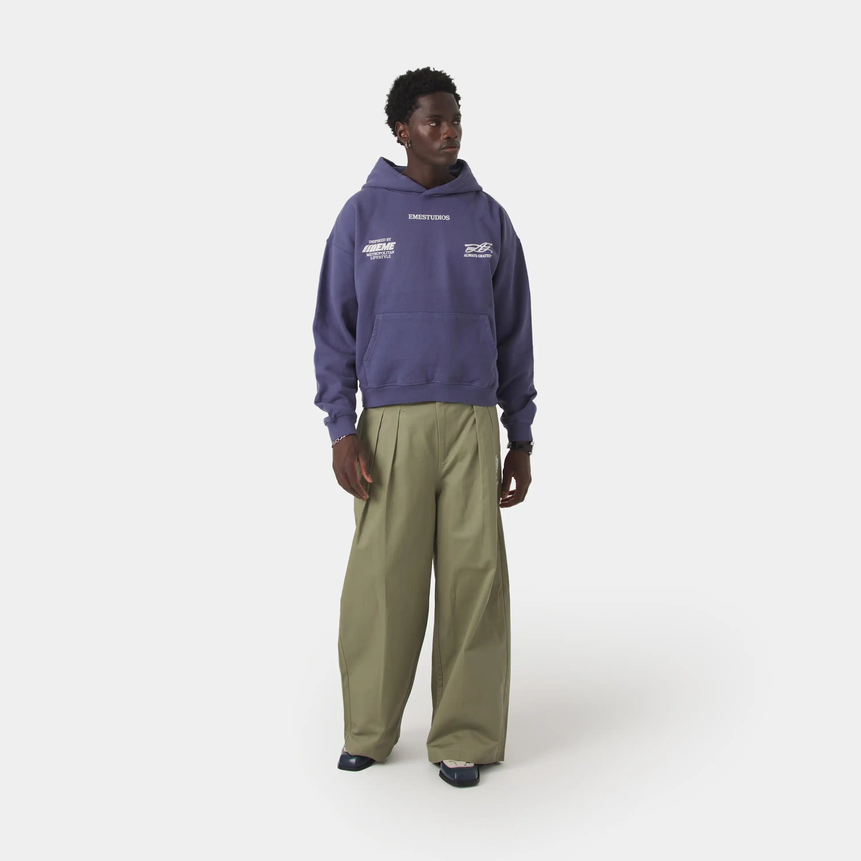 Builder Crown Blue Oversized Hoodie Hoodies Eme Studios