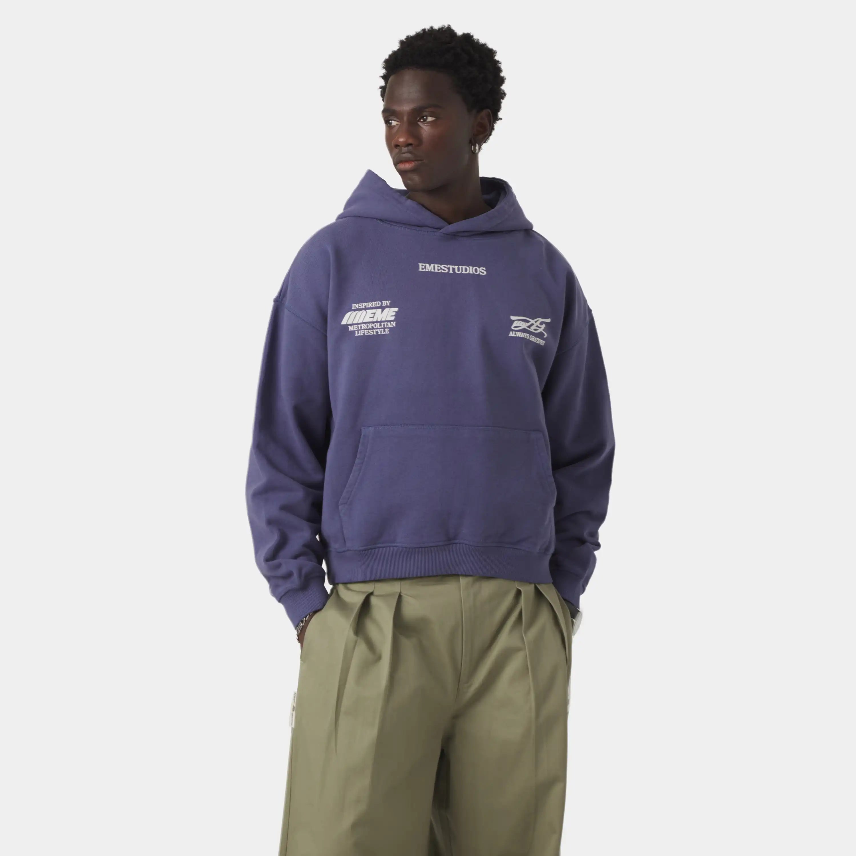 Builder Crown Blue Oversized Hoodie Hoodies Eme Studios