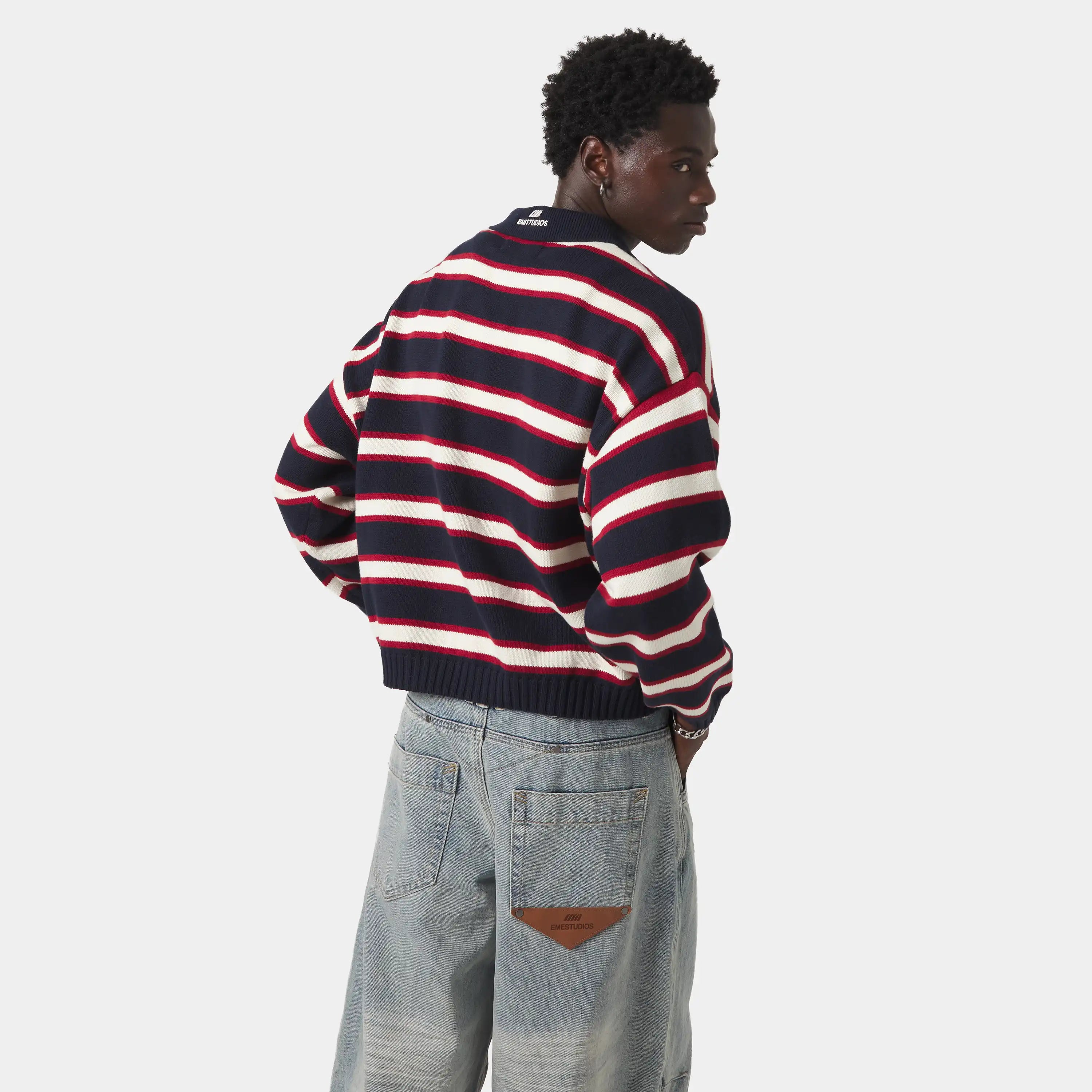 Sweet Navy Knit Polo Knitwear eme