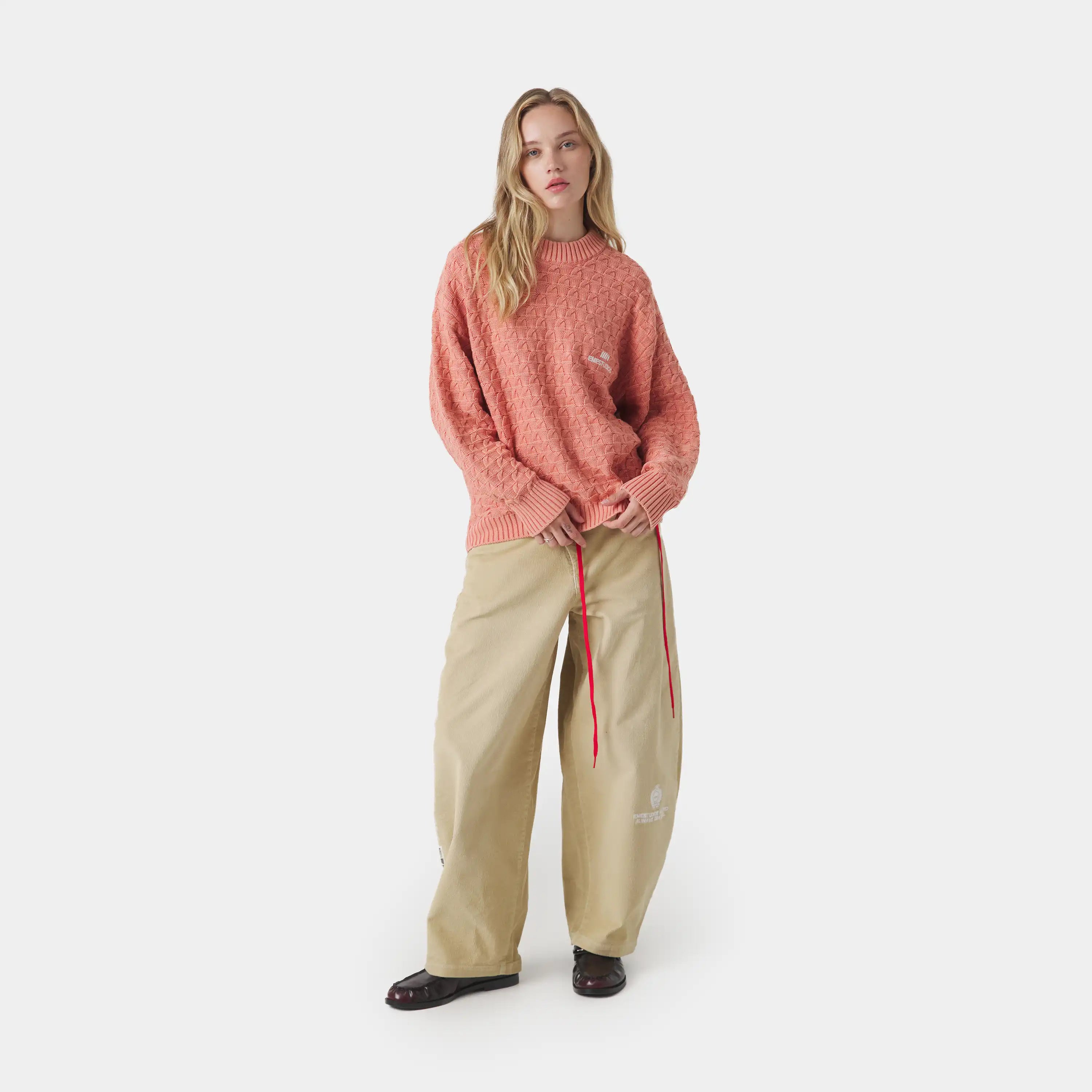 Grid Coral Cable Knit Sweater Knitwear Eme Studios