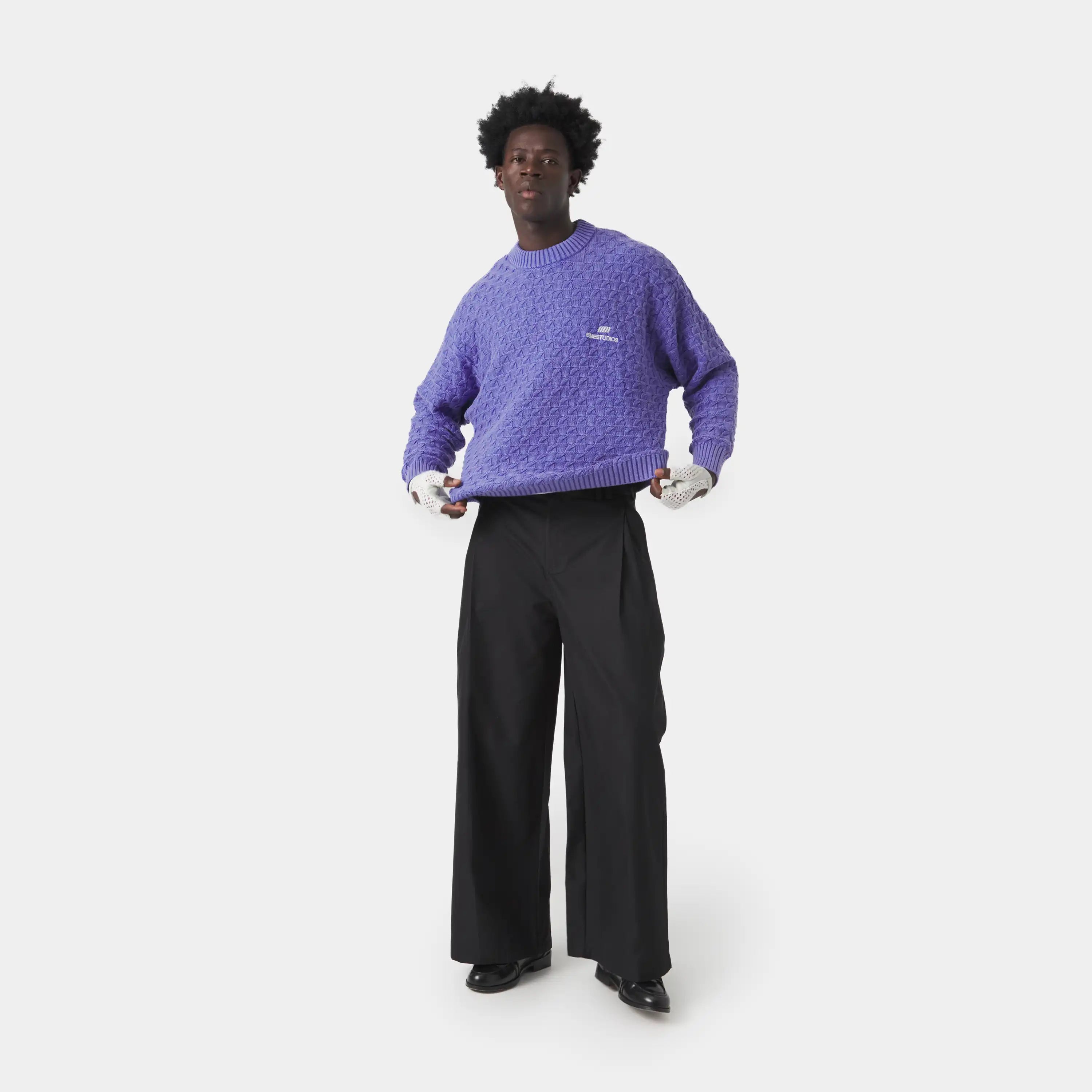 Grid Lucent Cable Knit Sweater Knitwear Eme Studios