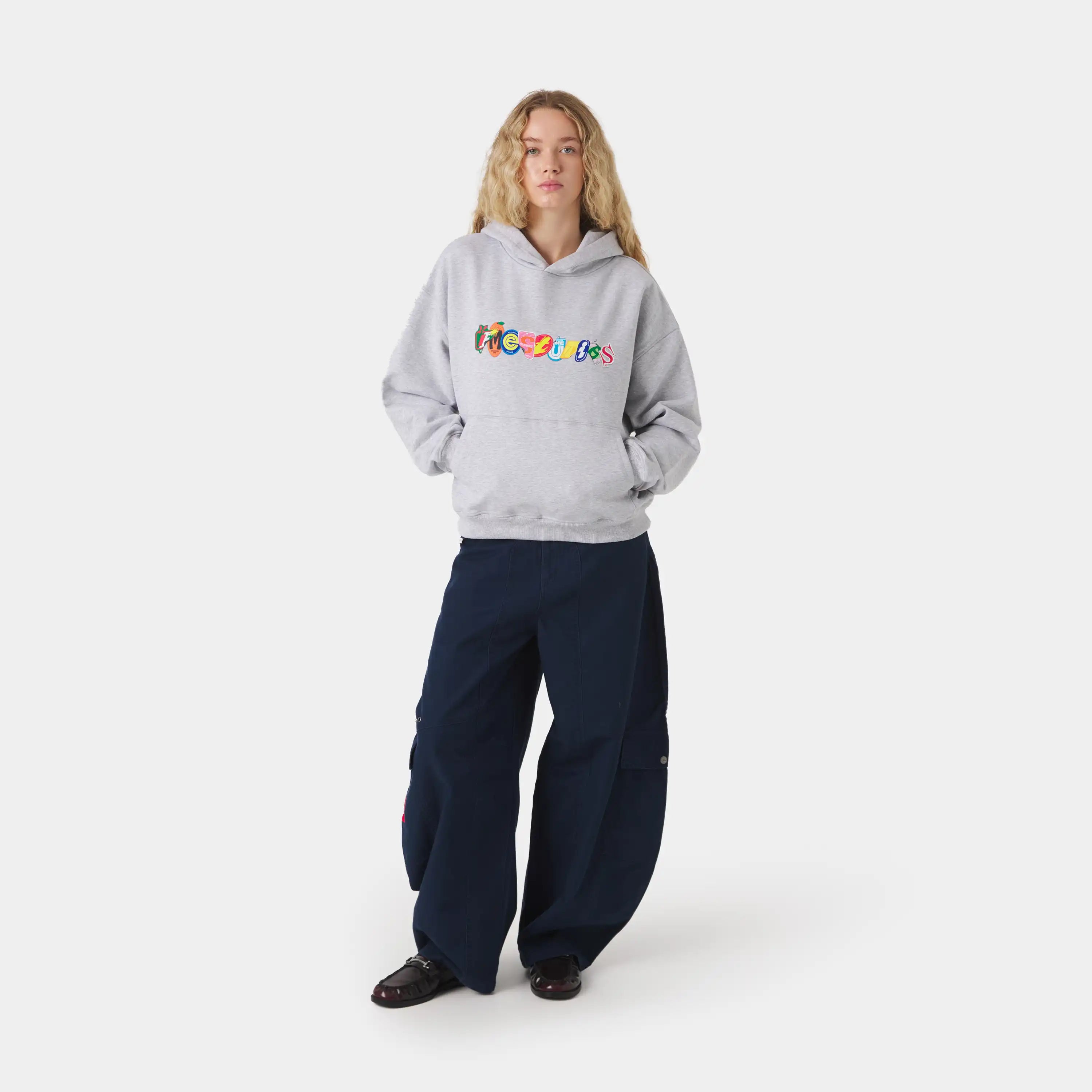 Stickers Grey Oversized Hoodie Hoodies Eme Studios