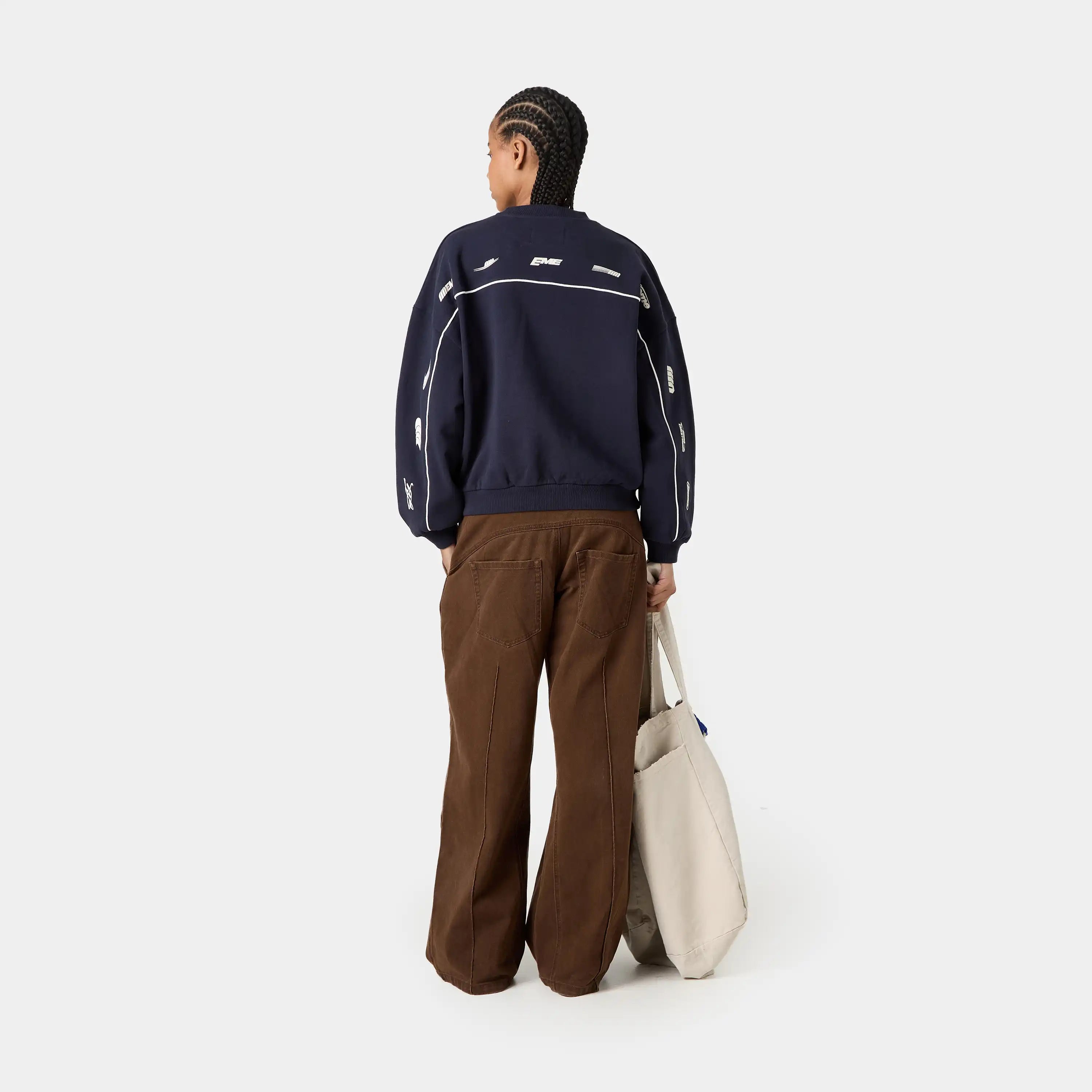 Zenit Navy Oversized Crewneck Sweatshirts Eme Studios