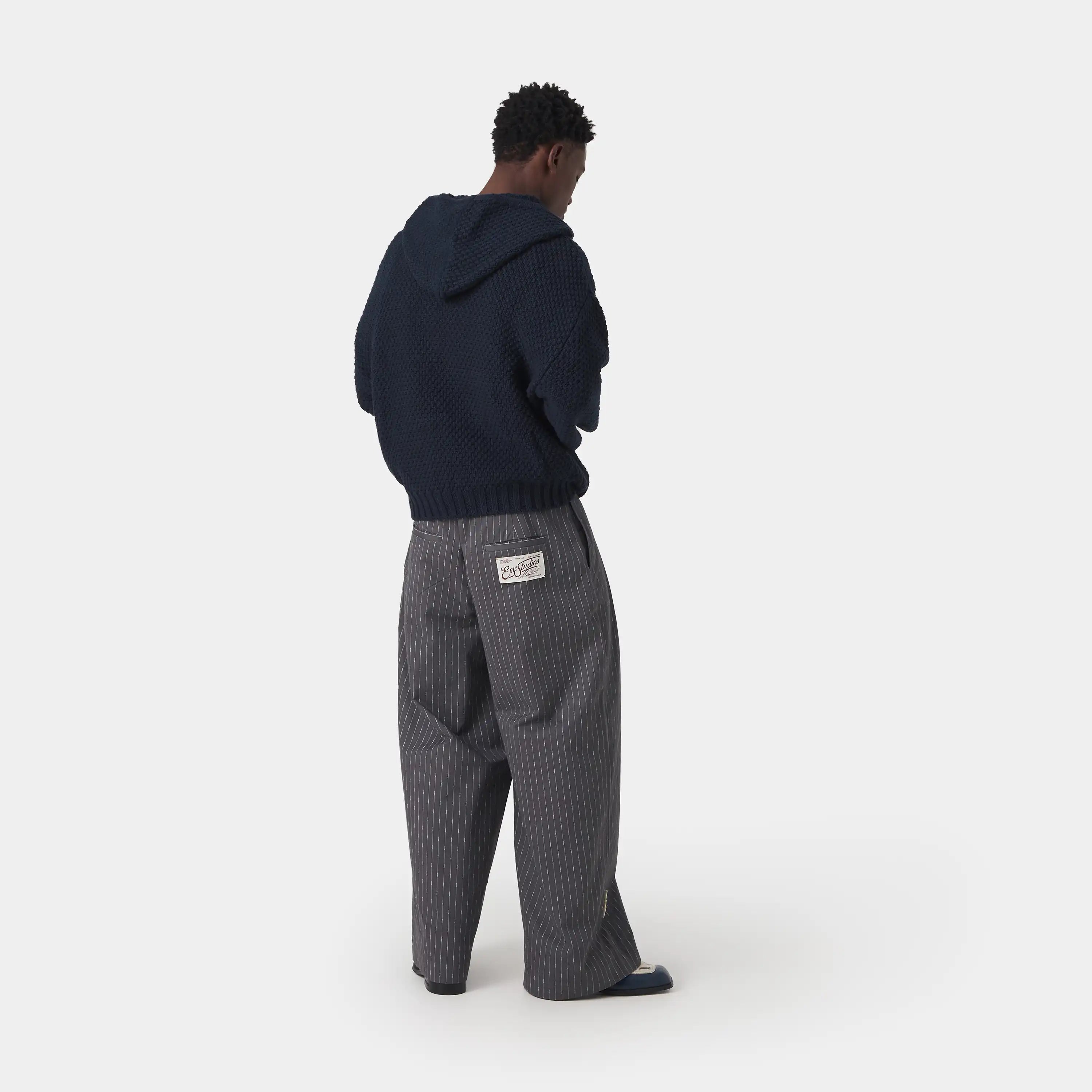 Pidgey Navy Knitted Oversized Hoodie Knitwear Eme Studios