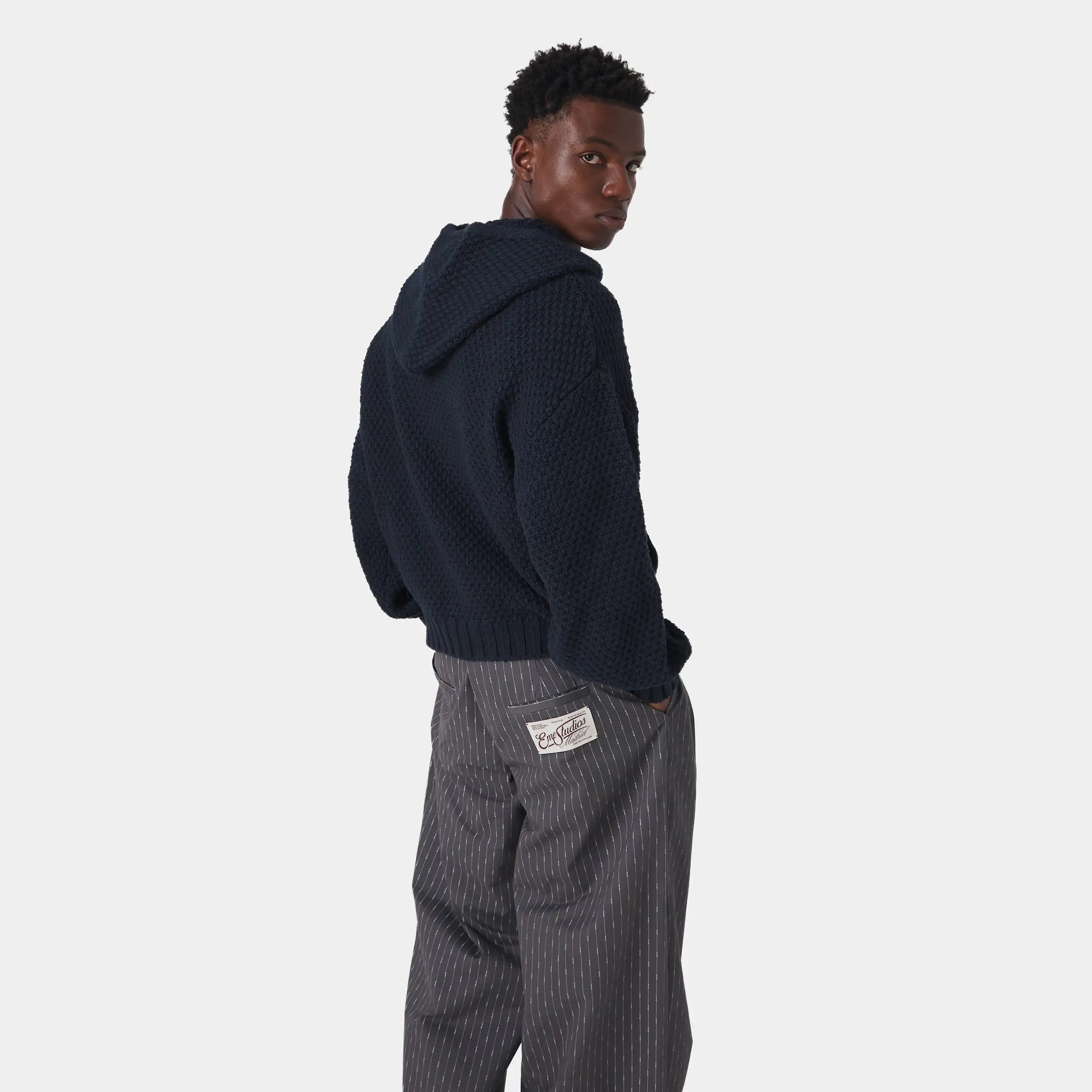 Pidgey Navy Knitted Oversized Hoodie Knitwear Eme Studios