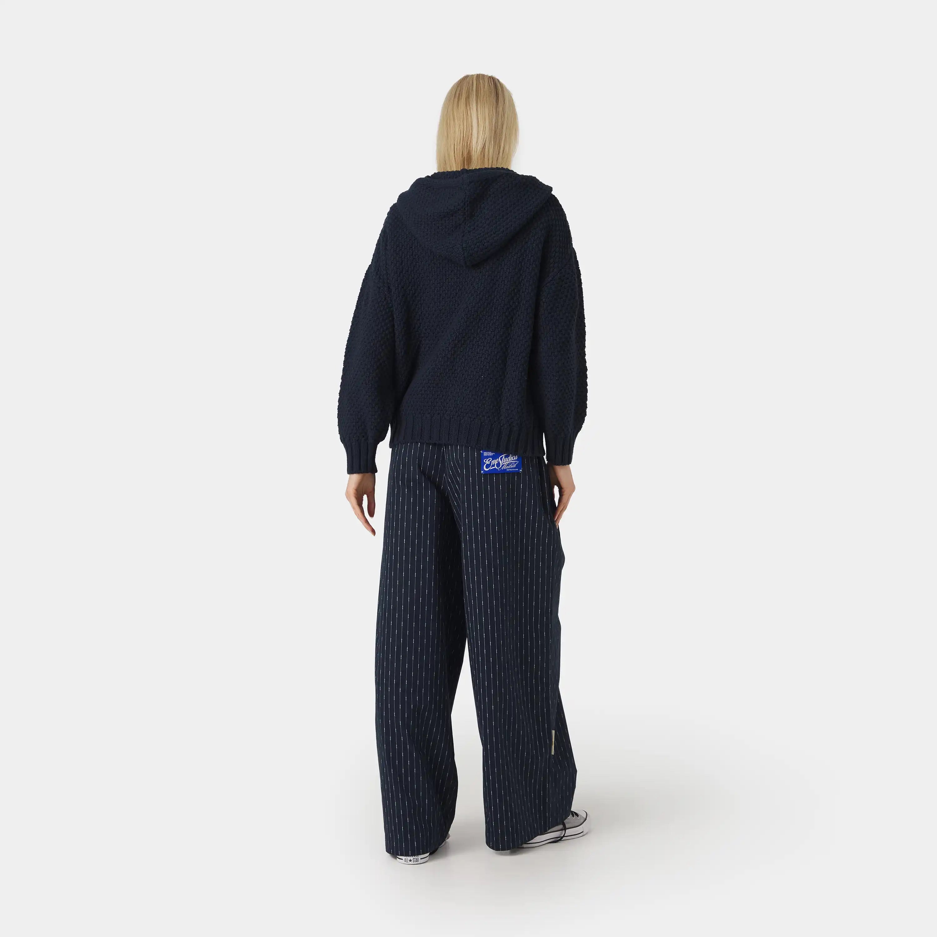 Pidgey Navy Knitted Oversized Hoodie Knitwear Eme Studios