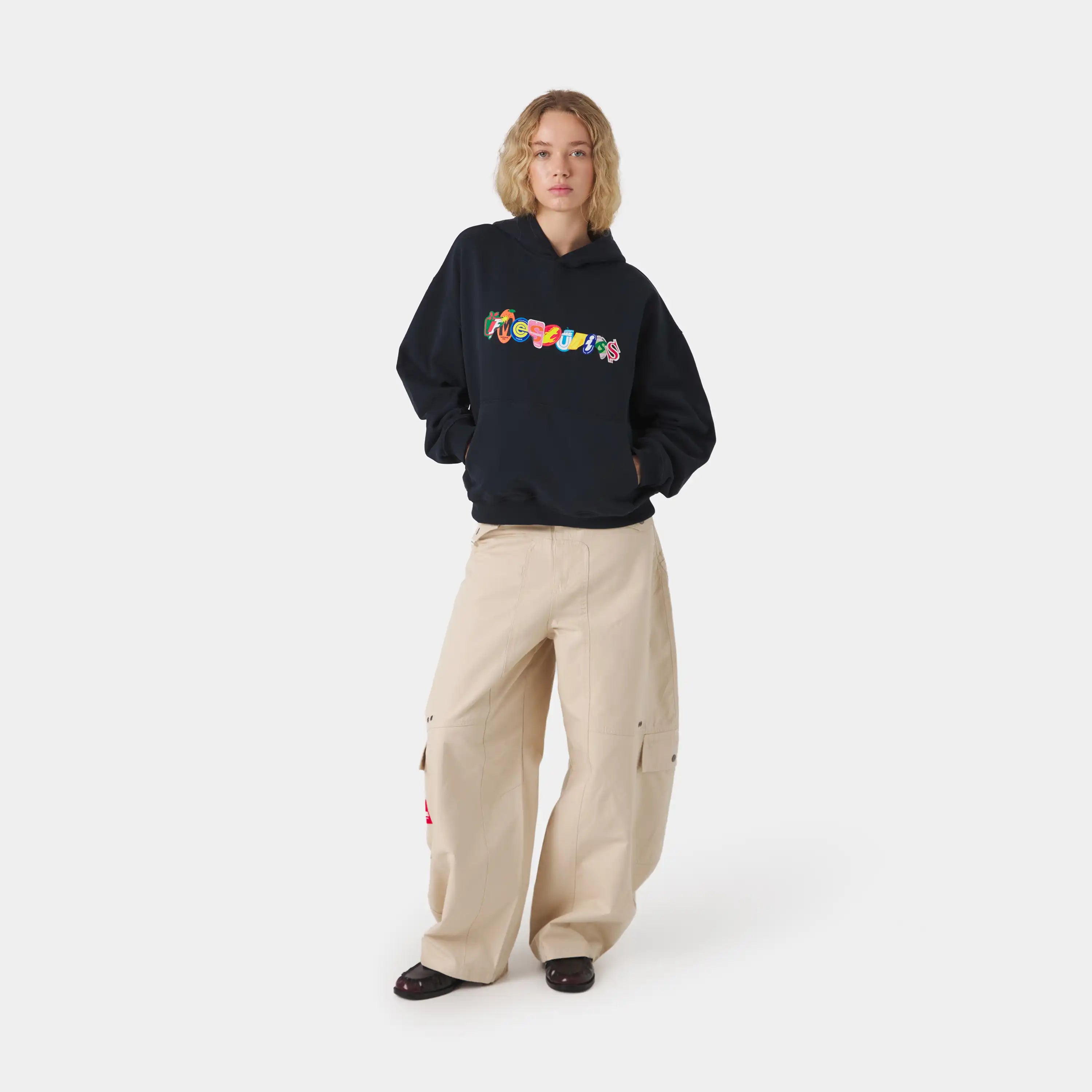 Stickers Navy Oversized Hoodie Hoodies Eme Studios