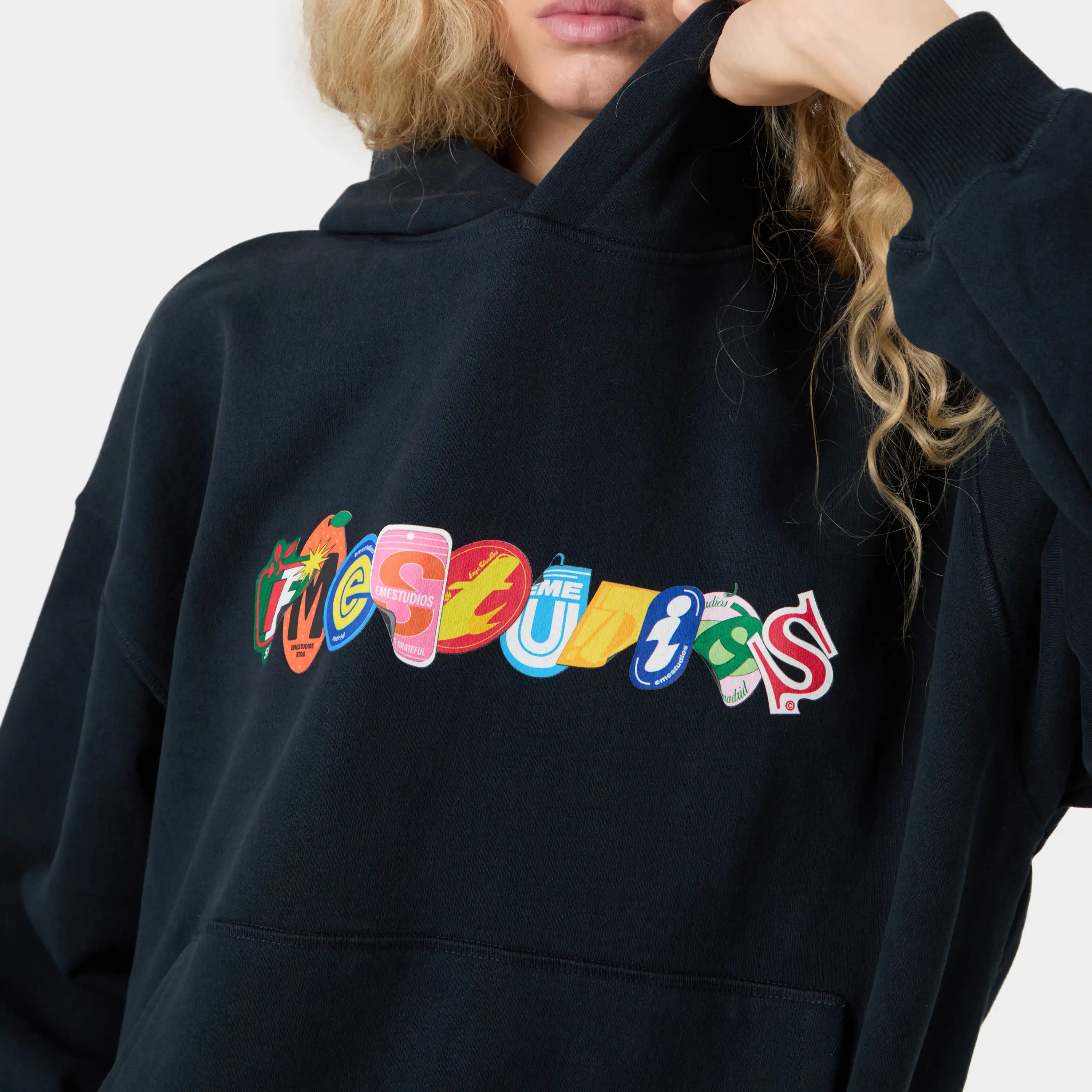 Stickers Navy Oversized Hoodie Hoodies Eme Studios