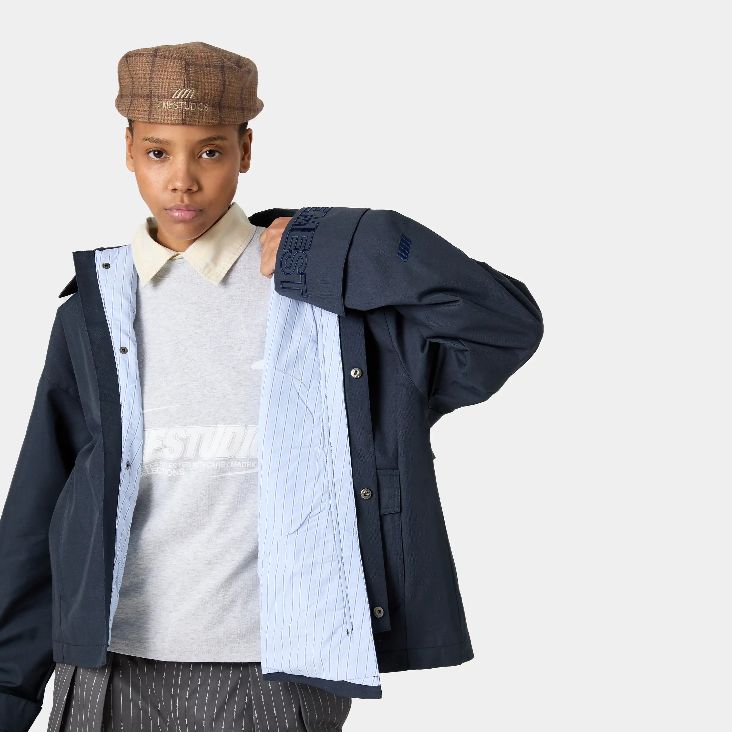 Lizi Navy Trench Jacket Outerwear Eme Studios