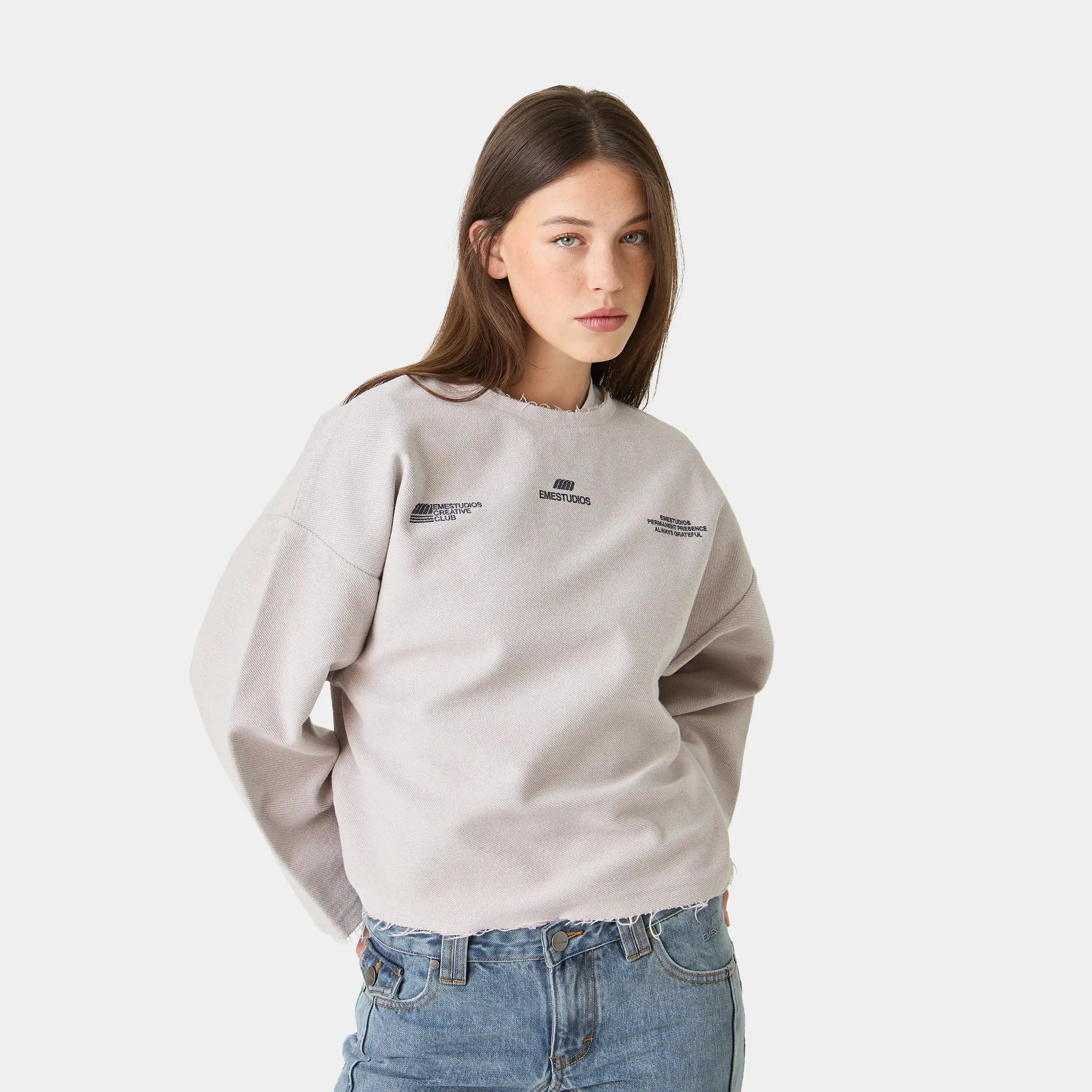 Suit Off Sand Oversized Crewneck Sweatshirts Eme Studios