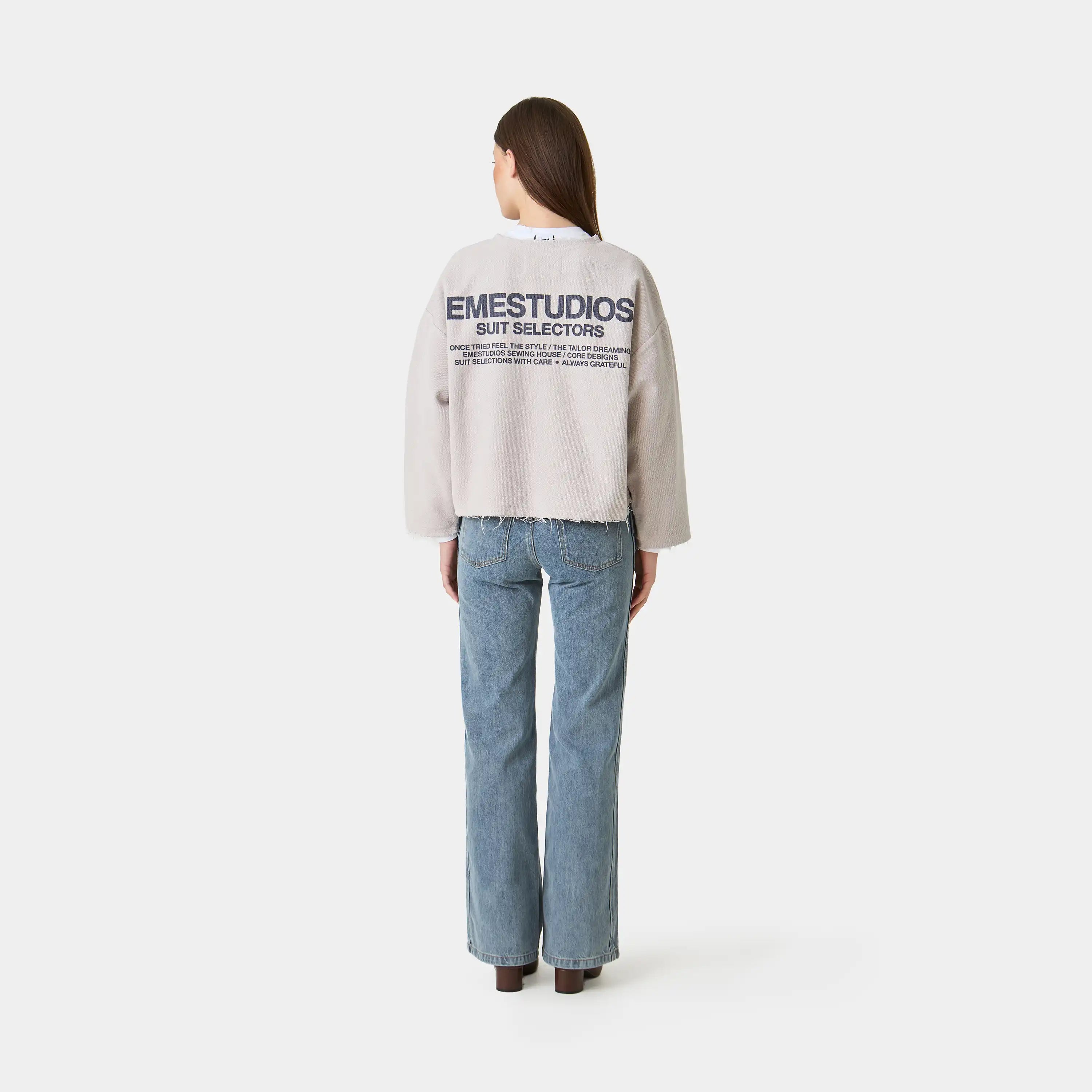 Suit Off Sand Oversized Crewneck Sweatshirts Eme Studios