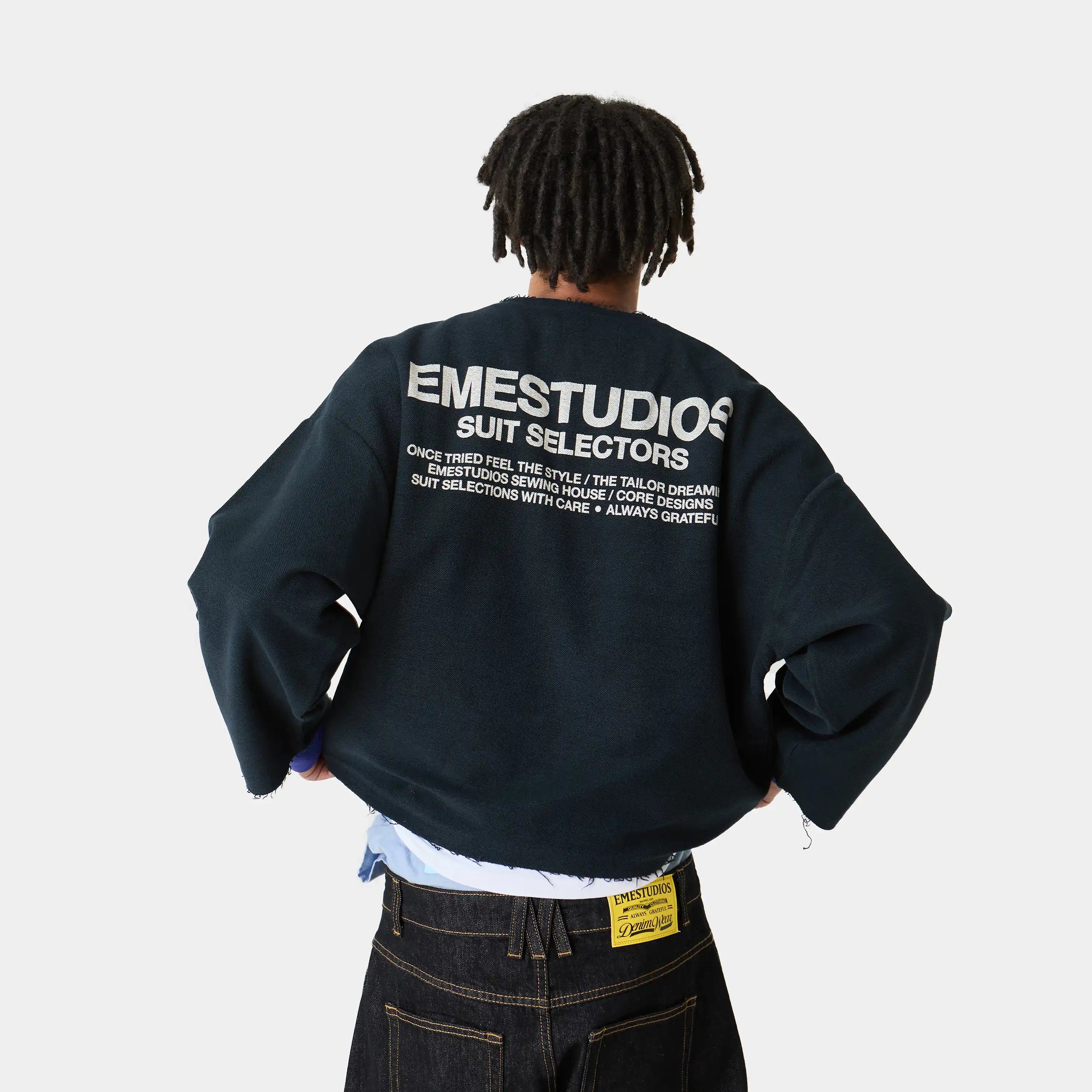 Suit Navy Oversized Crewneck Sweatshirts Eme Studios