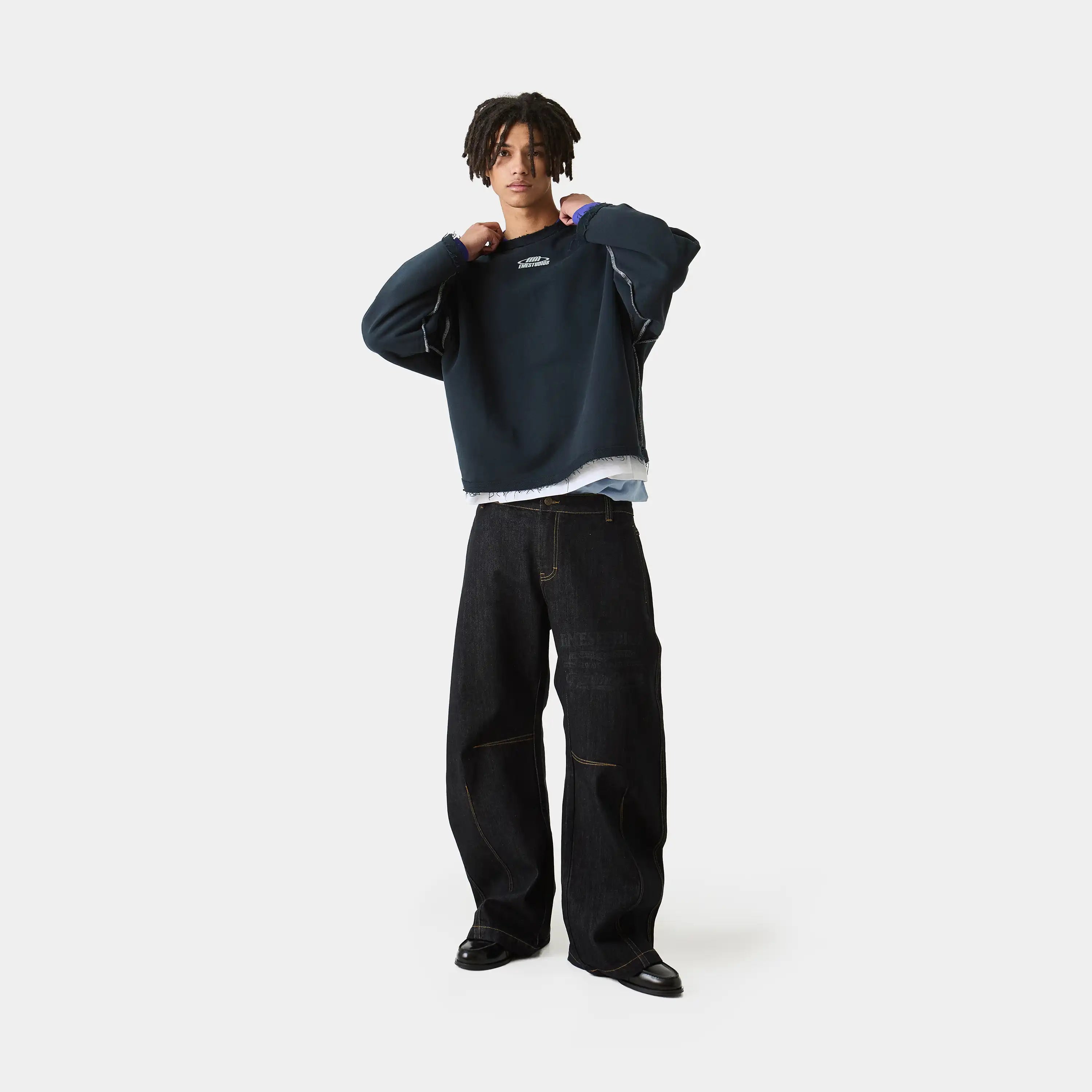 Suit Navy Oversized Crewneck Sweatshirts Eme Studios