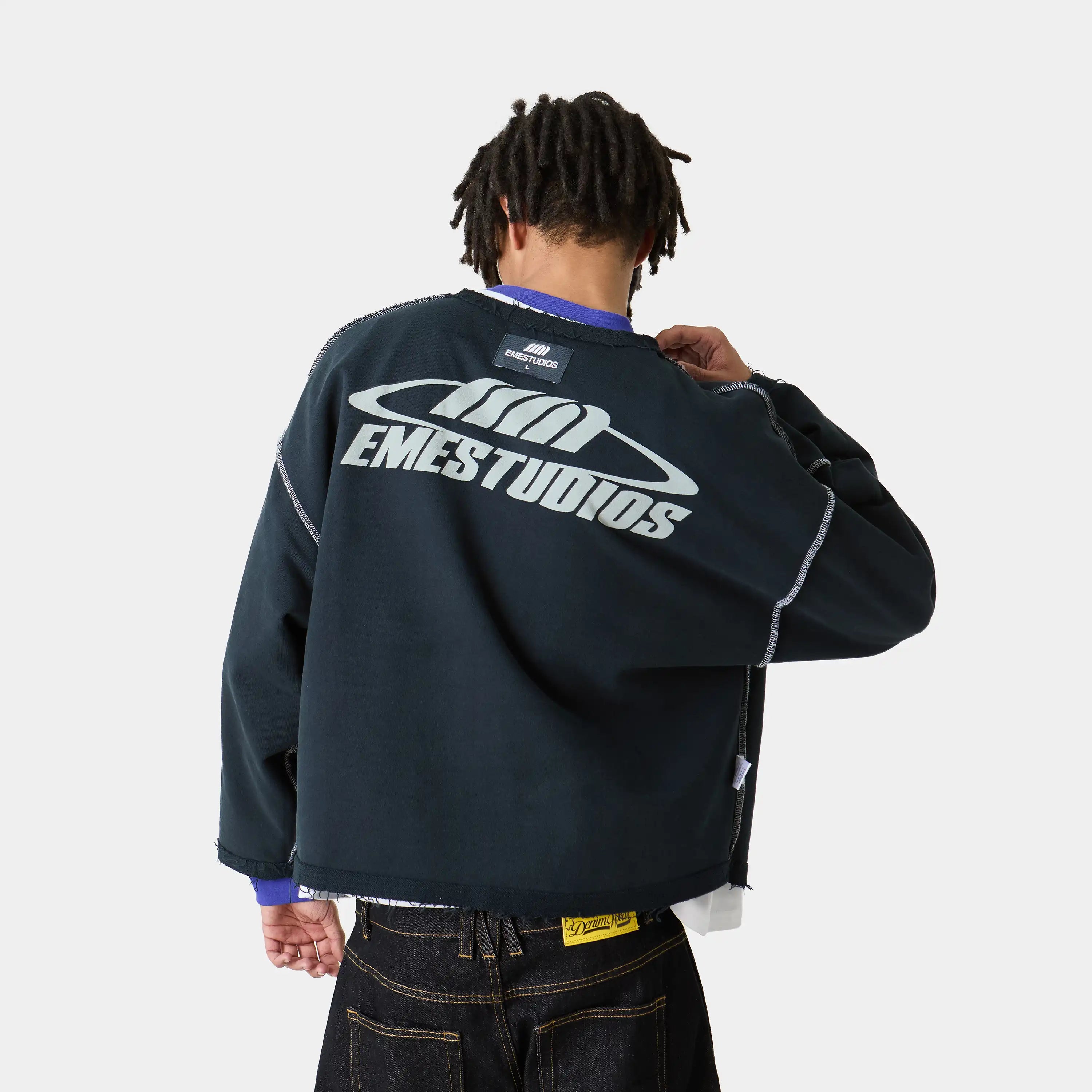 Suit Navy Oversized Crewneck Sweatshirts Eme Studios