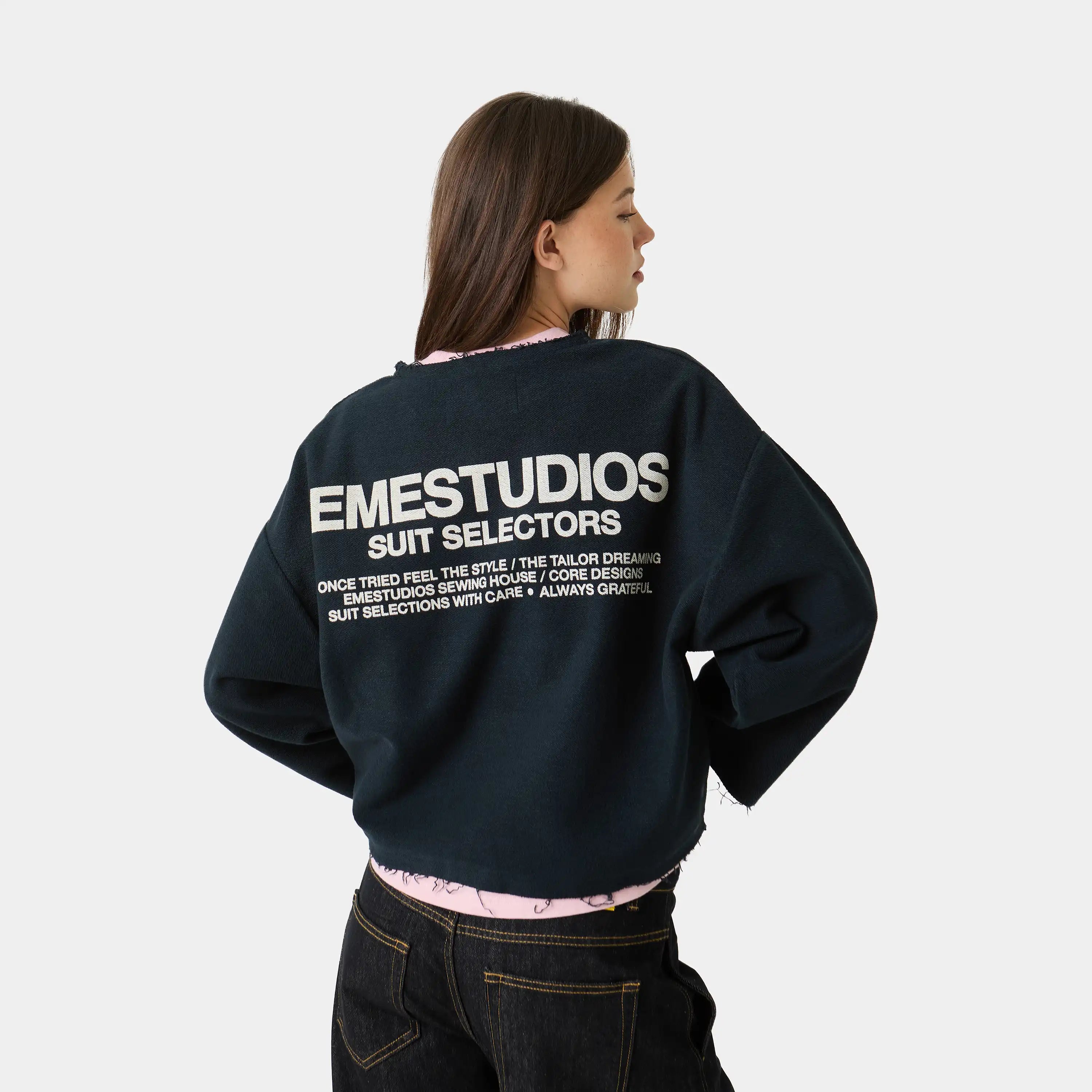 Suit Navy Oversized Crewneck Sweatshirts Eme Studios