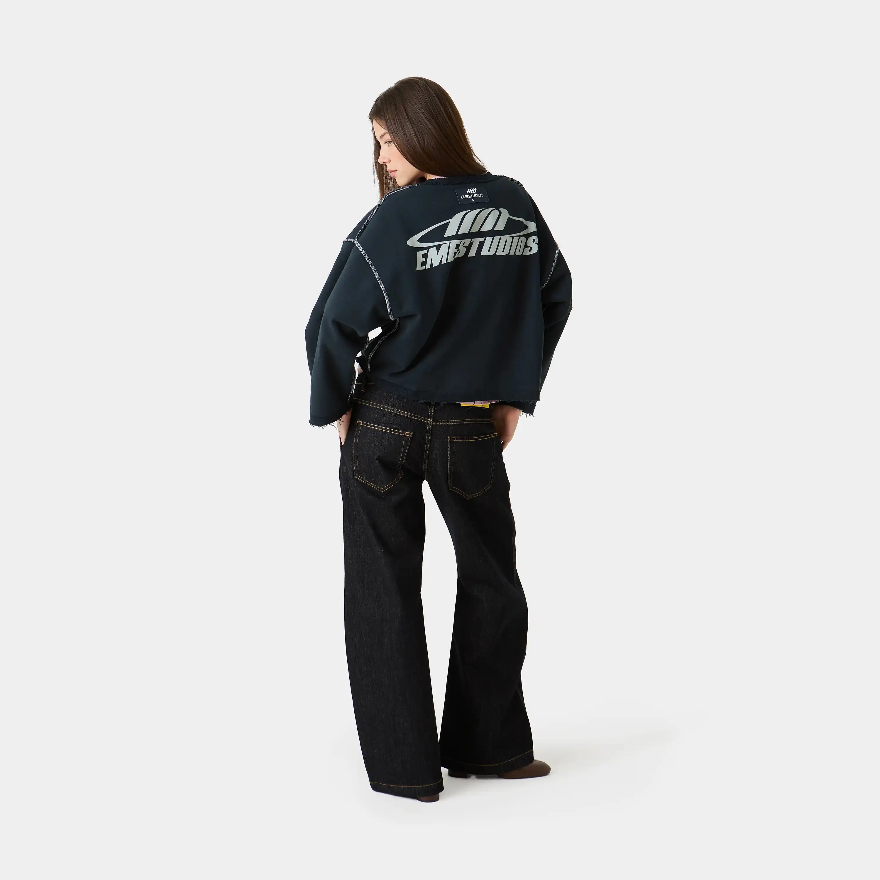 Suit Navy Oversized Crewneck Sweatshirts Eme Studios
