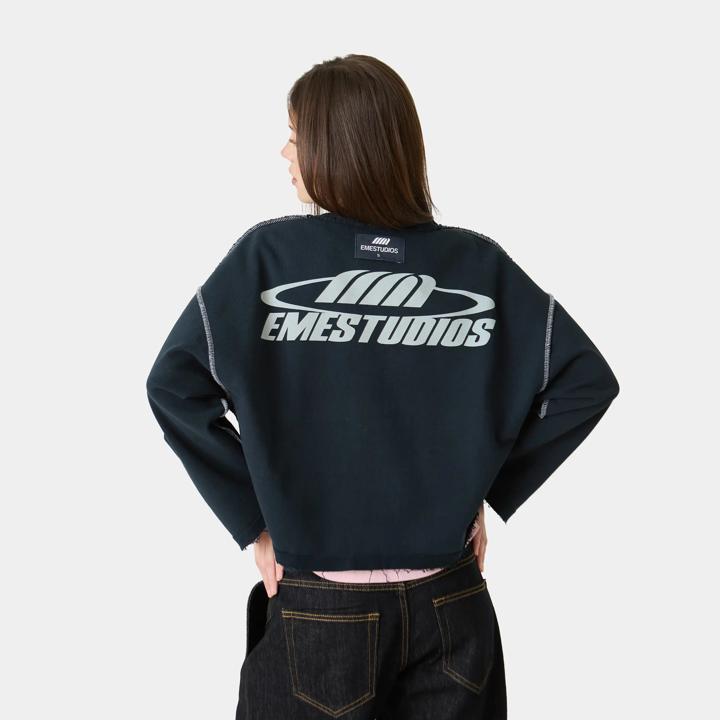 Suit Navy Oversized Crewneck Sweatshirts Eme Studios