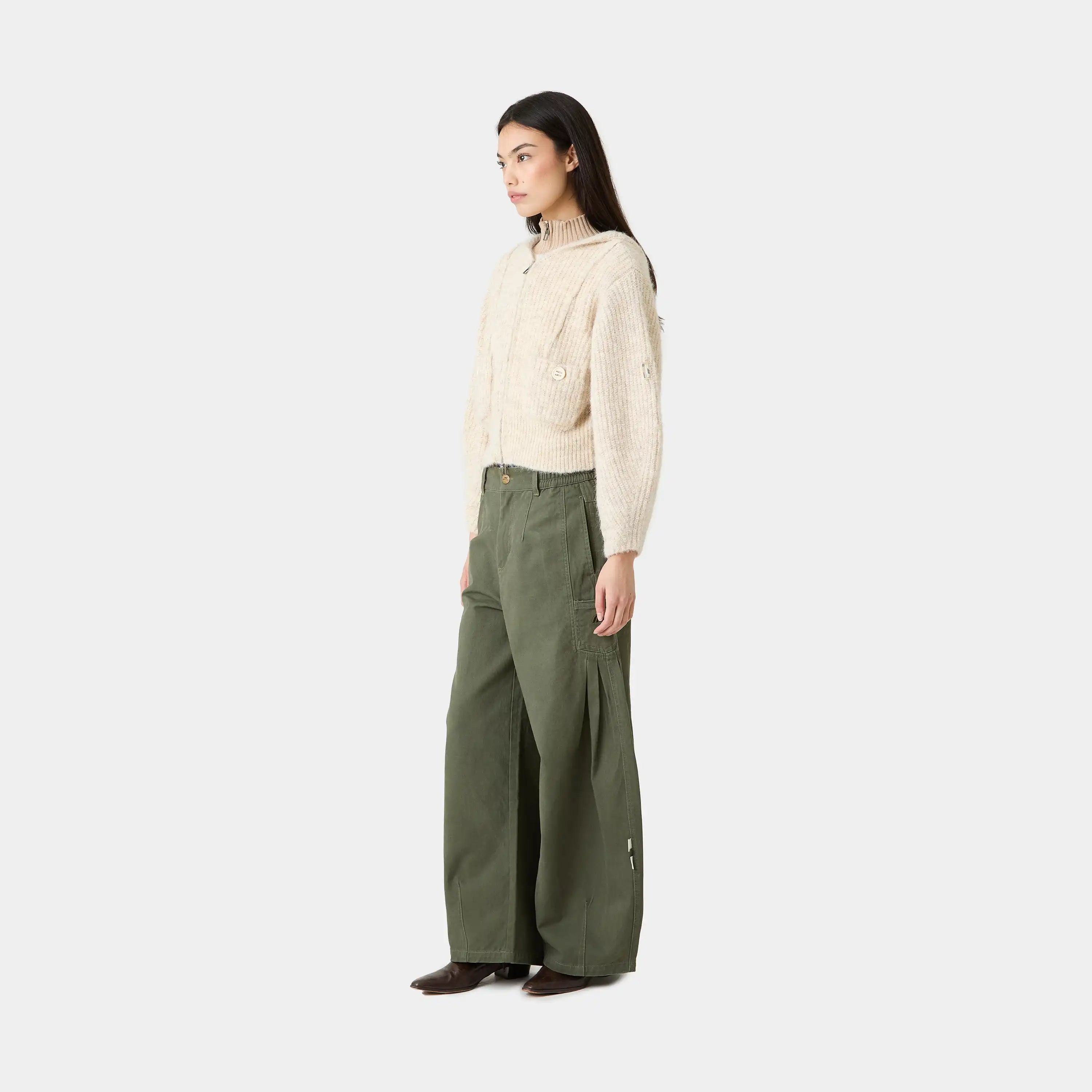 Zoe Off Sand Zipper Knit Woman Knitwear Eme Studios