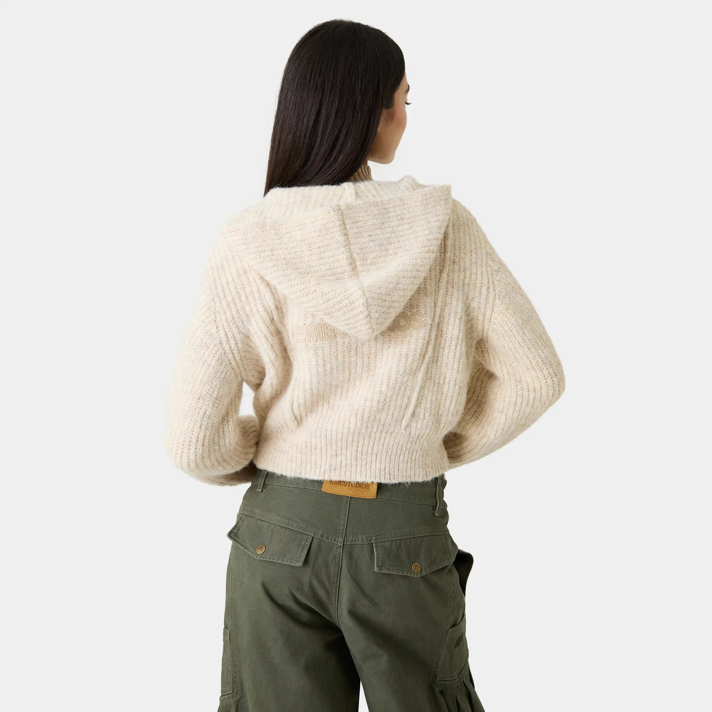 Zoe Off Sand Zipper Knit Woman Knitwear Eme Studios