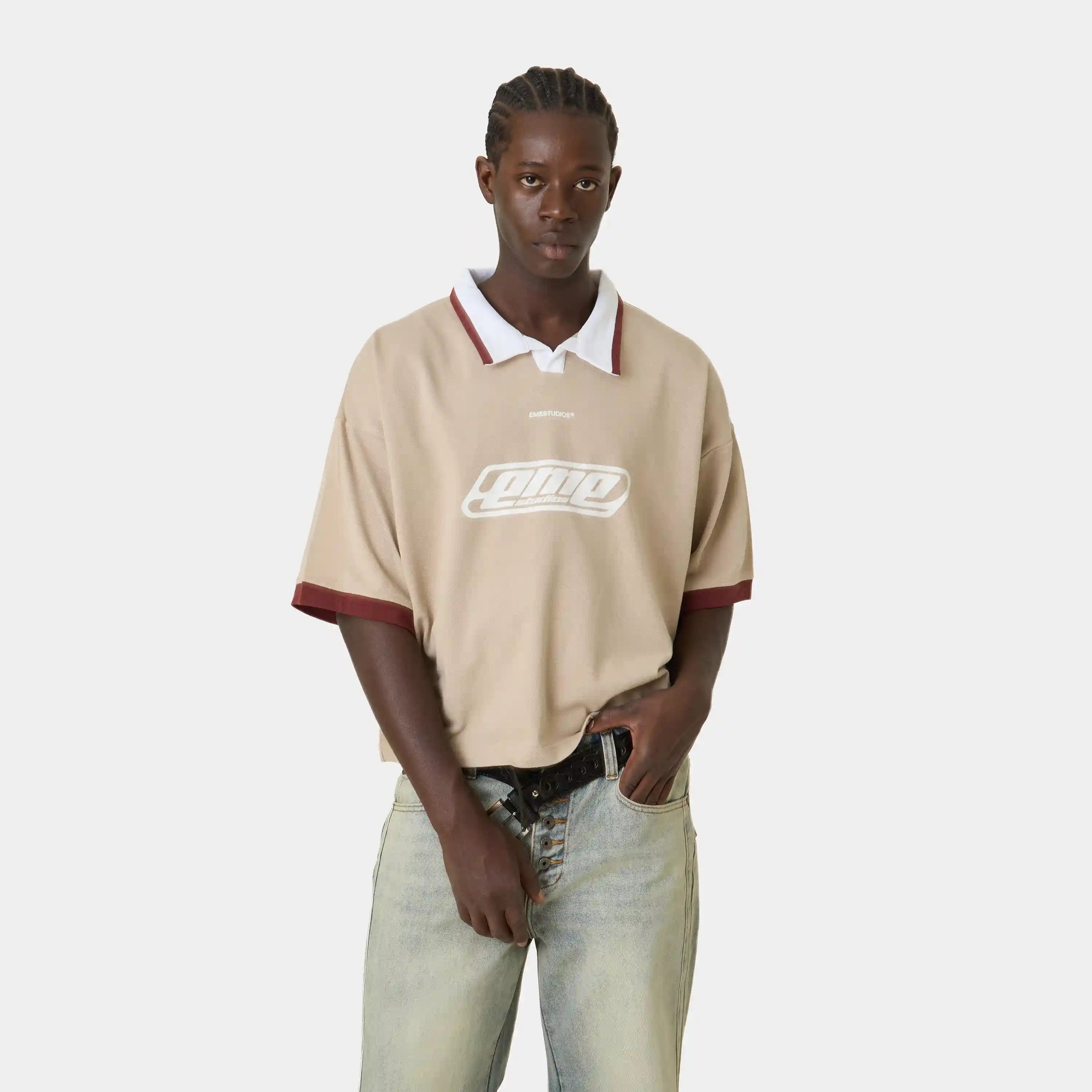 DKT Taupe Short Polo T-shirts Eme Studios