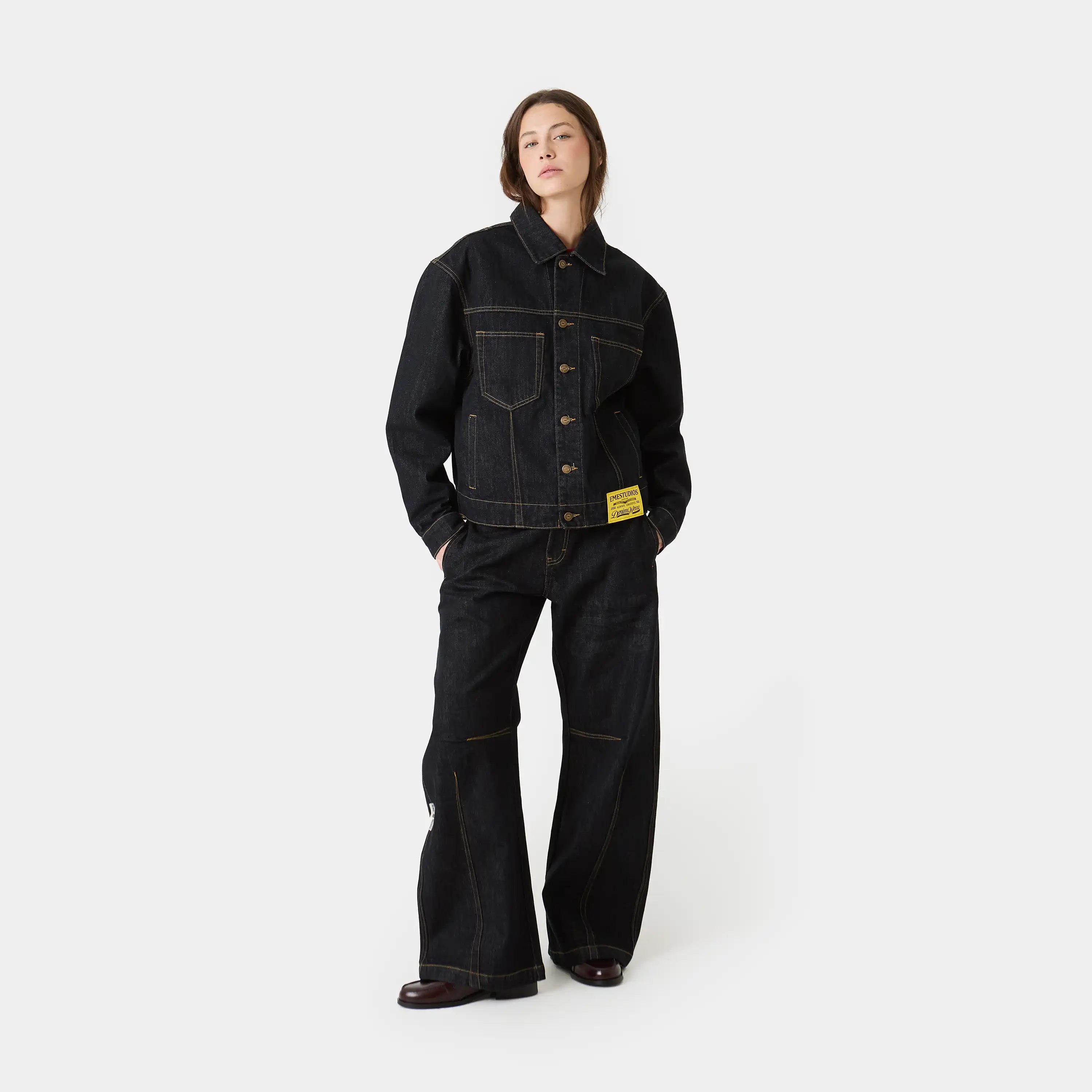 Ledger Raw Denim Jacket Outerwear Eme Studios