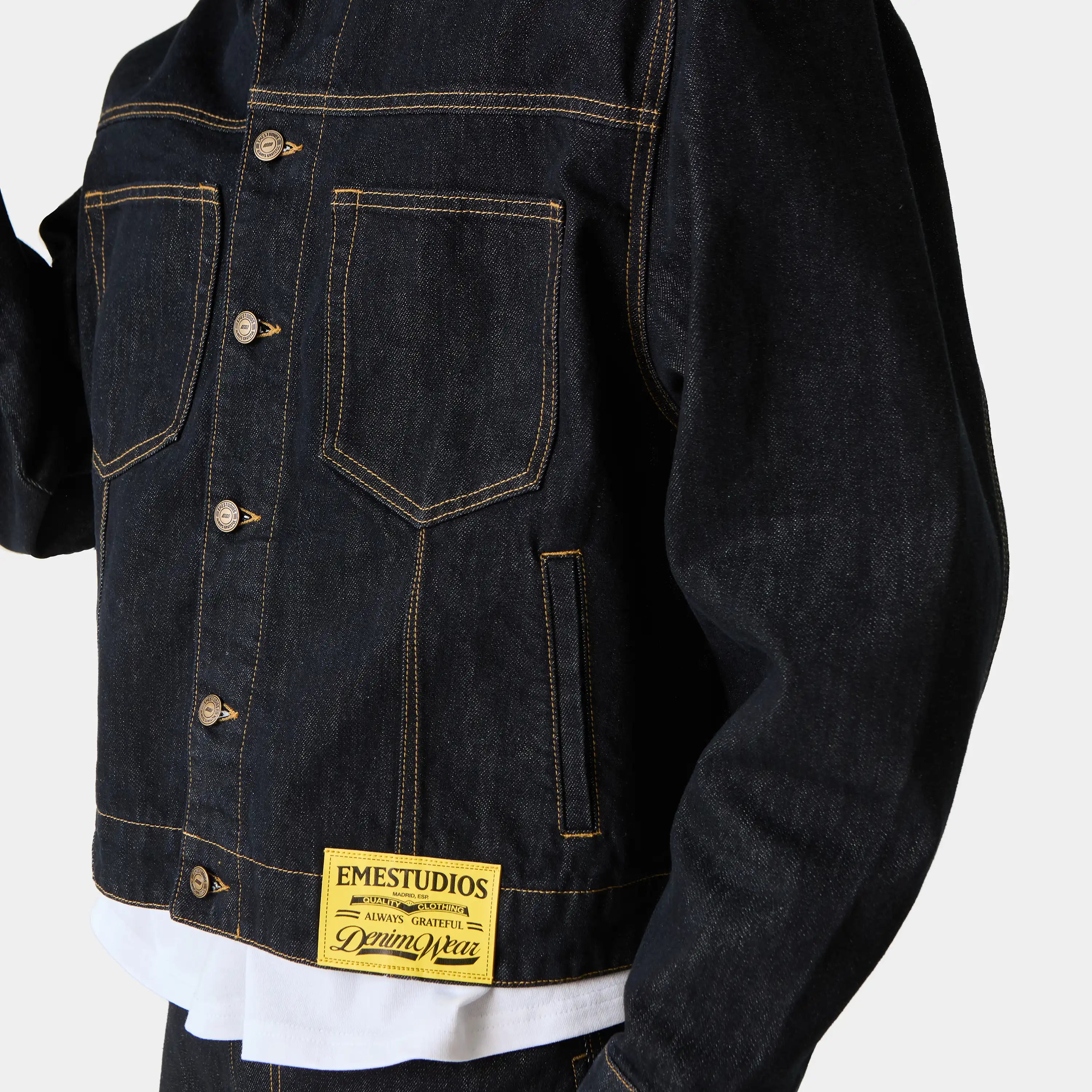 Ledger Raw Denim Jacket Outerwear Eme Studios