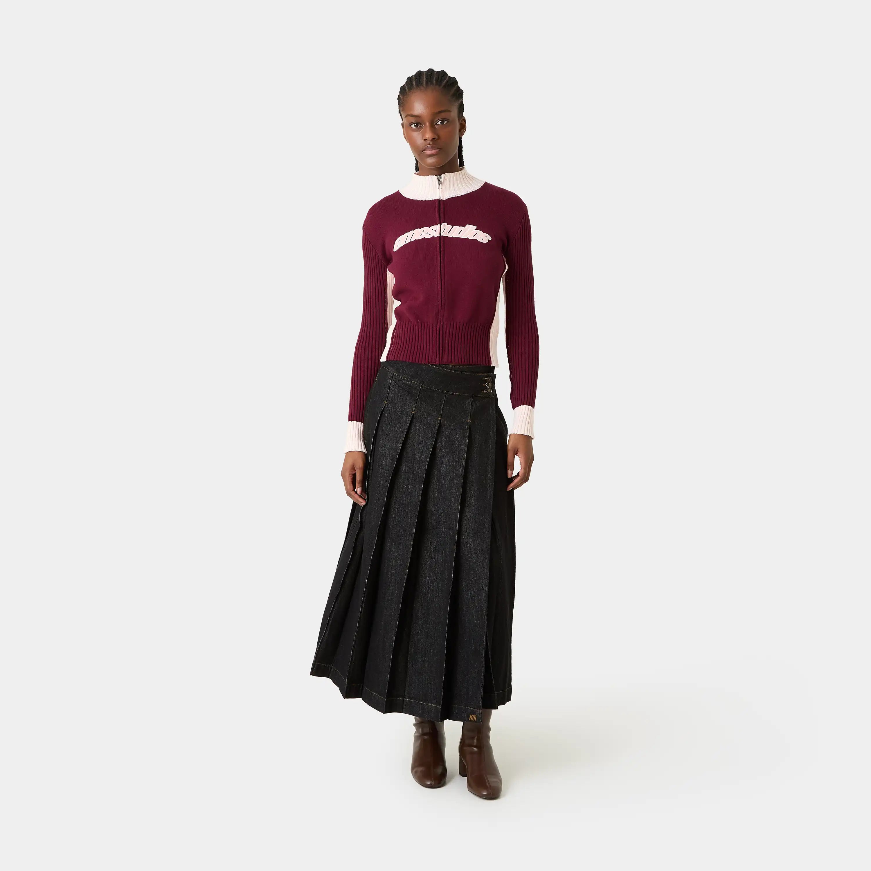 Betty Burgundy Zipper Knit Woman Knitwear Eme Studios