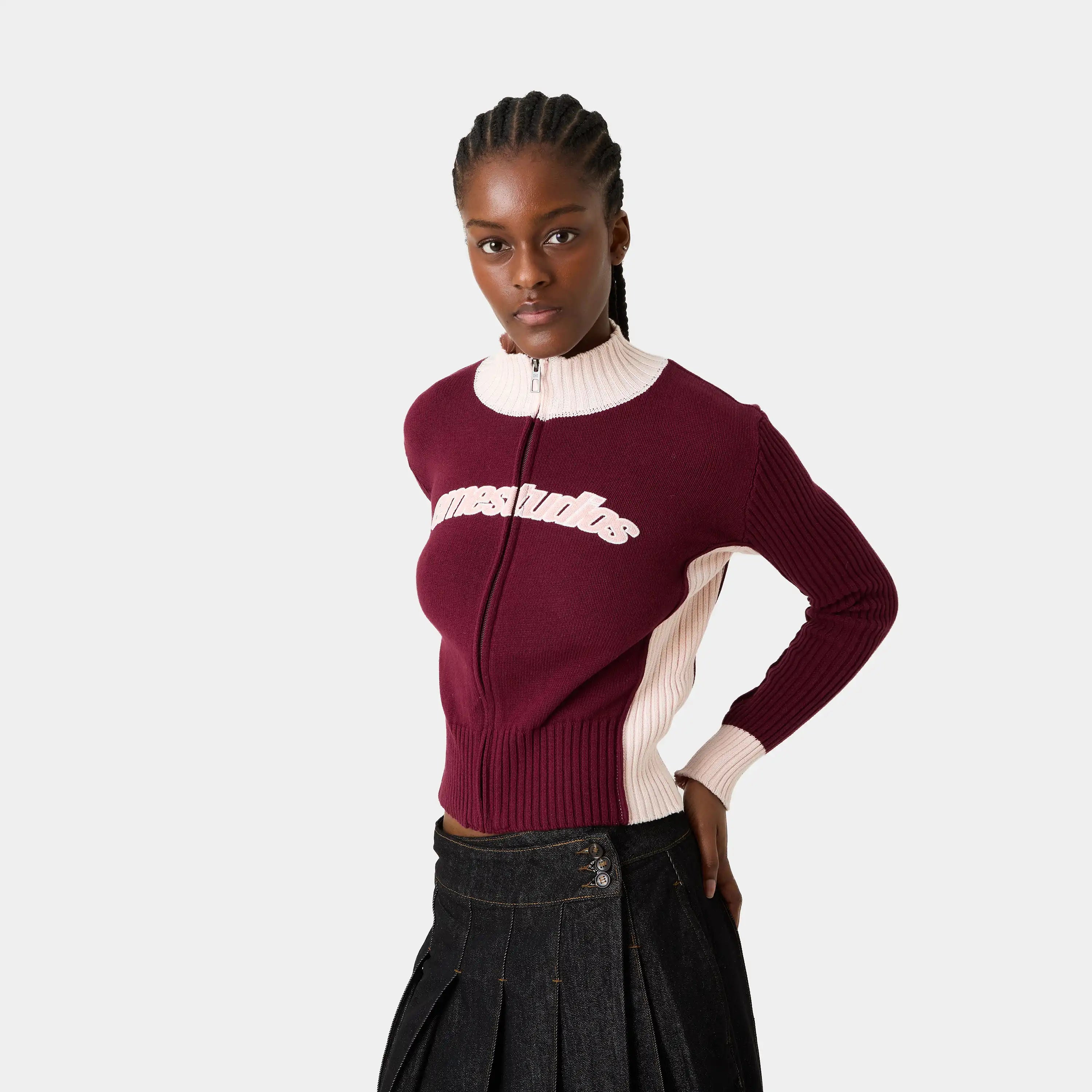 Betty Burgundy Zipper Knit Woman Knitwear Eme Studios