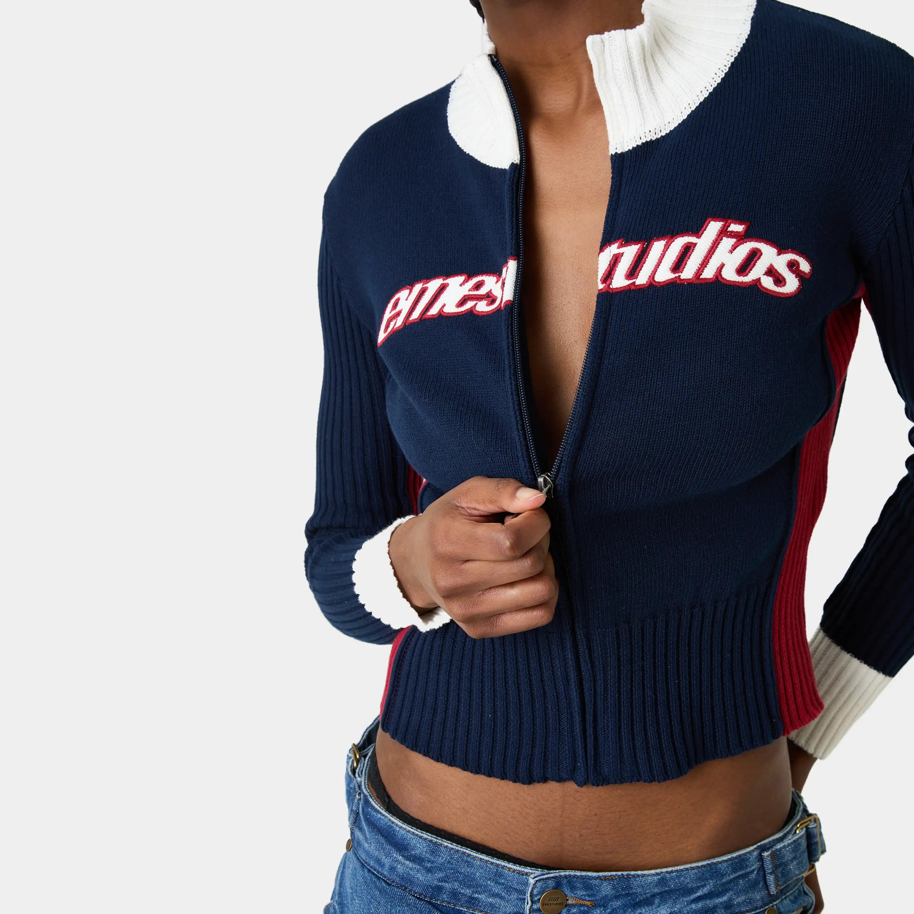 Betty Navy Zipper Knit Woman Knitwear Eme Studios