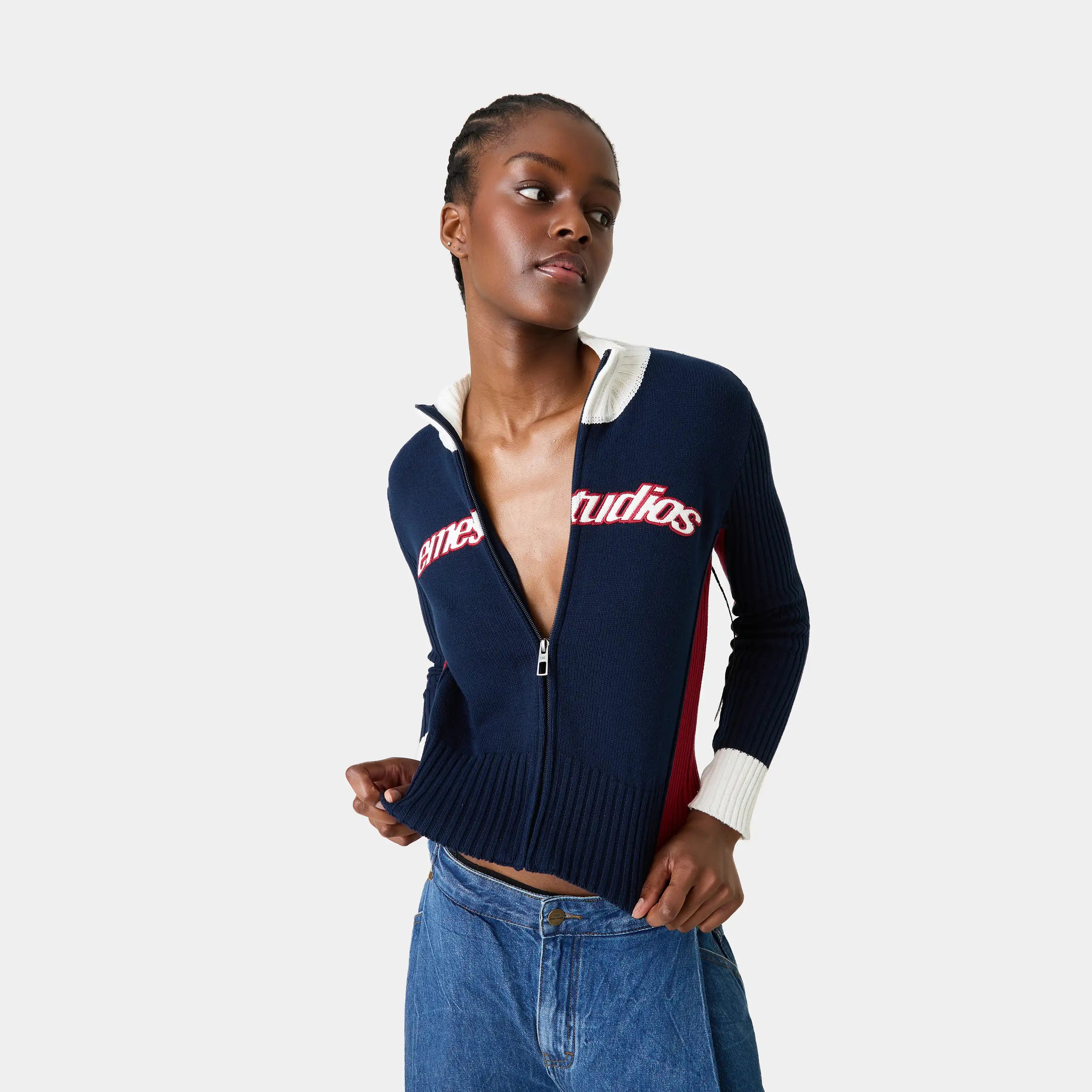 Betty Navy Zipper Knit Woman Knitwear Eme Studios
