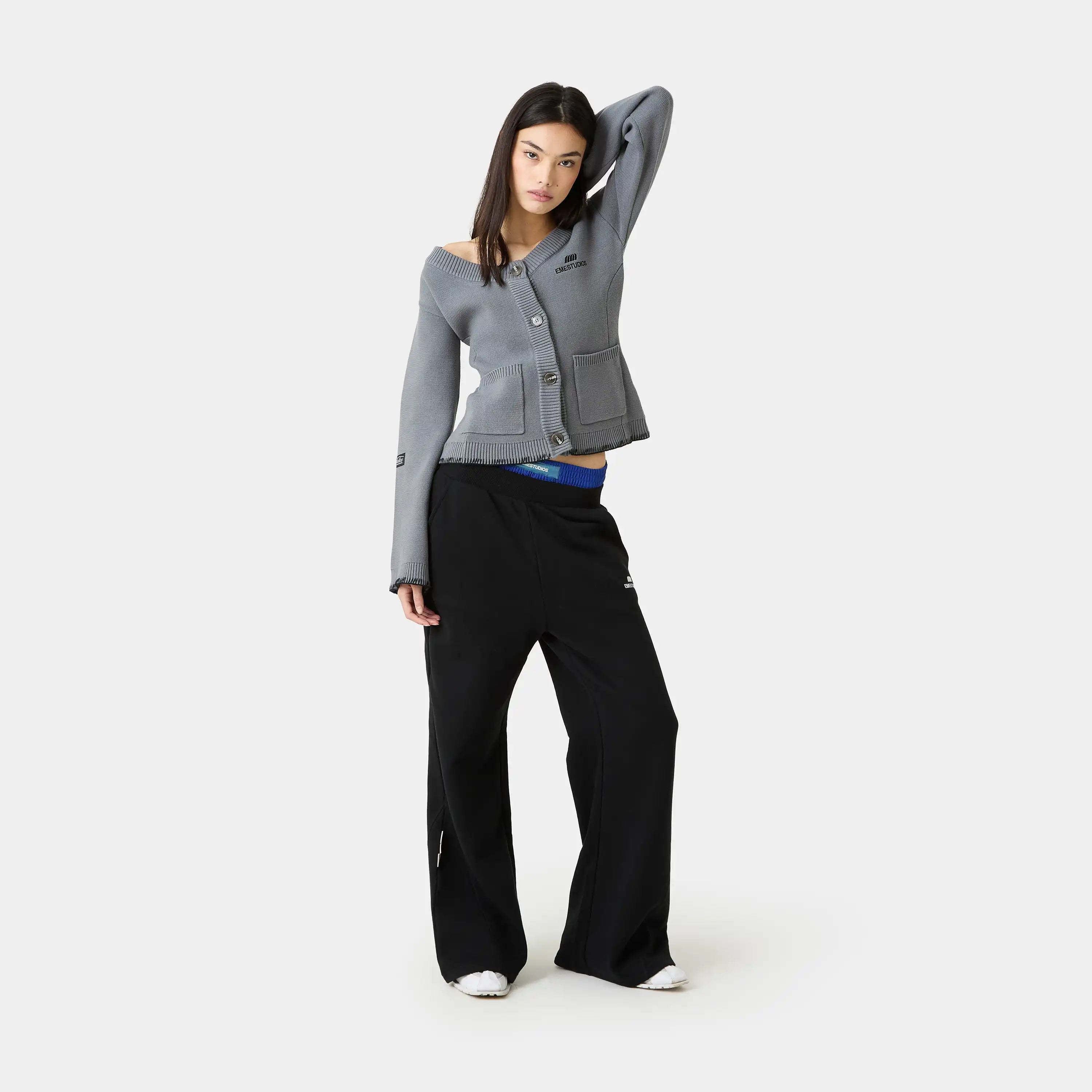 Onyx Grey Cardigan Woman Knitwear Eme Studios