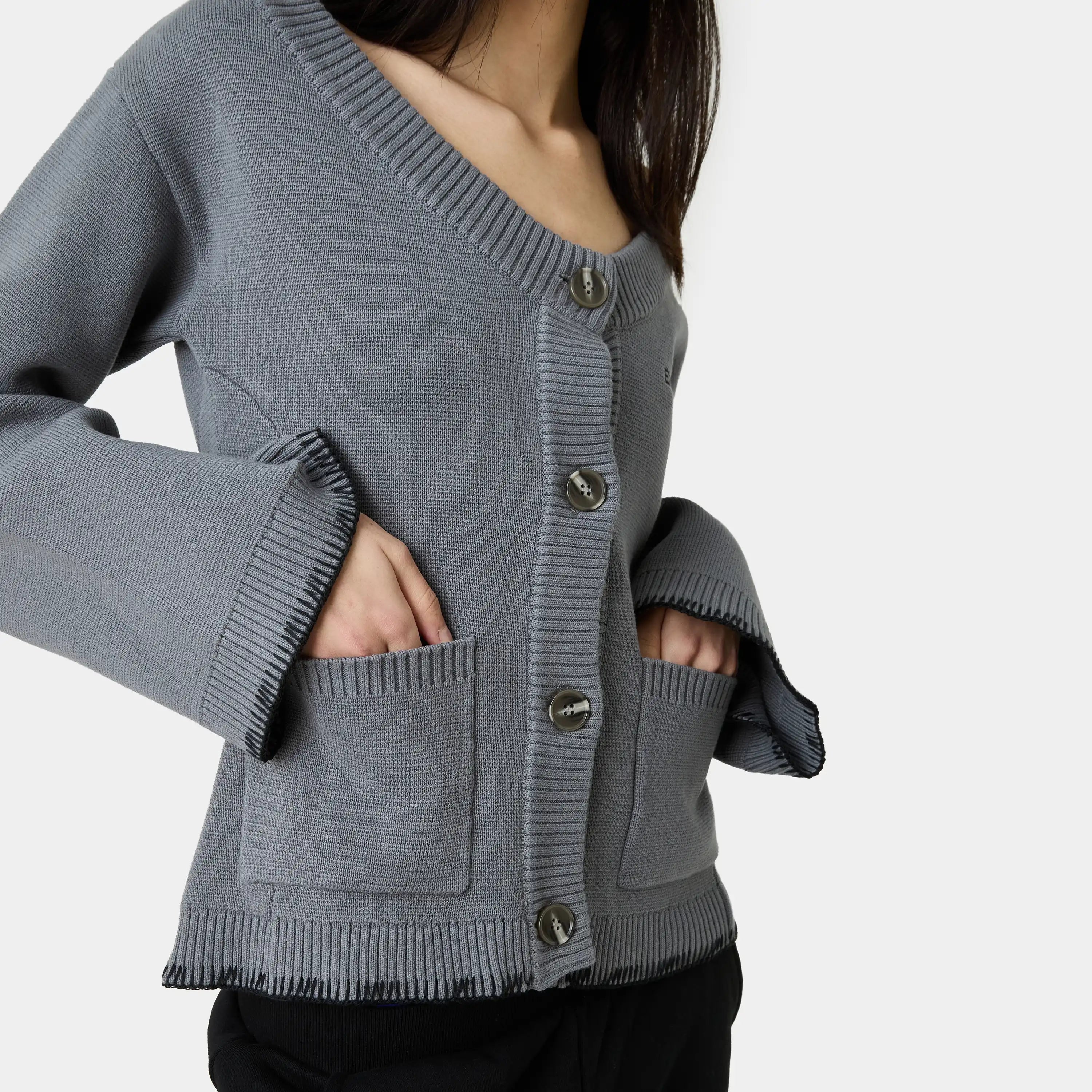 Onyx Grey Cardigan Woman Knitwear Eme Studios