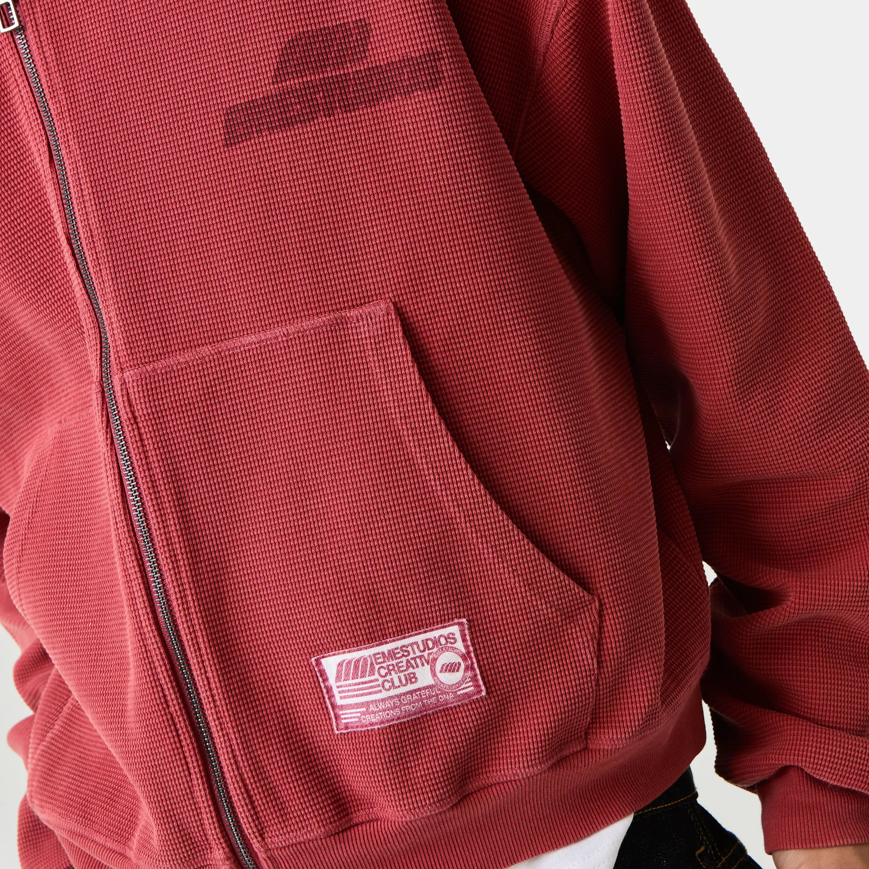 Waffle Marsala Croped Boxy Full Zip Hoodies Eme Studios