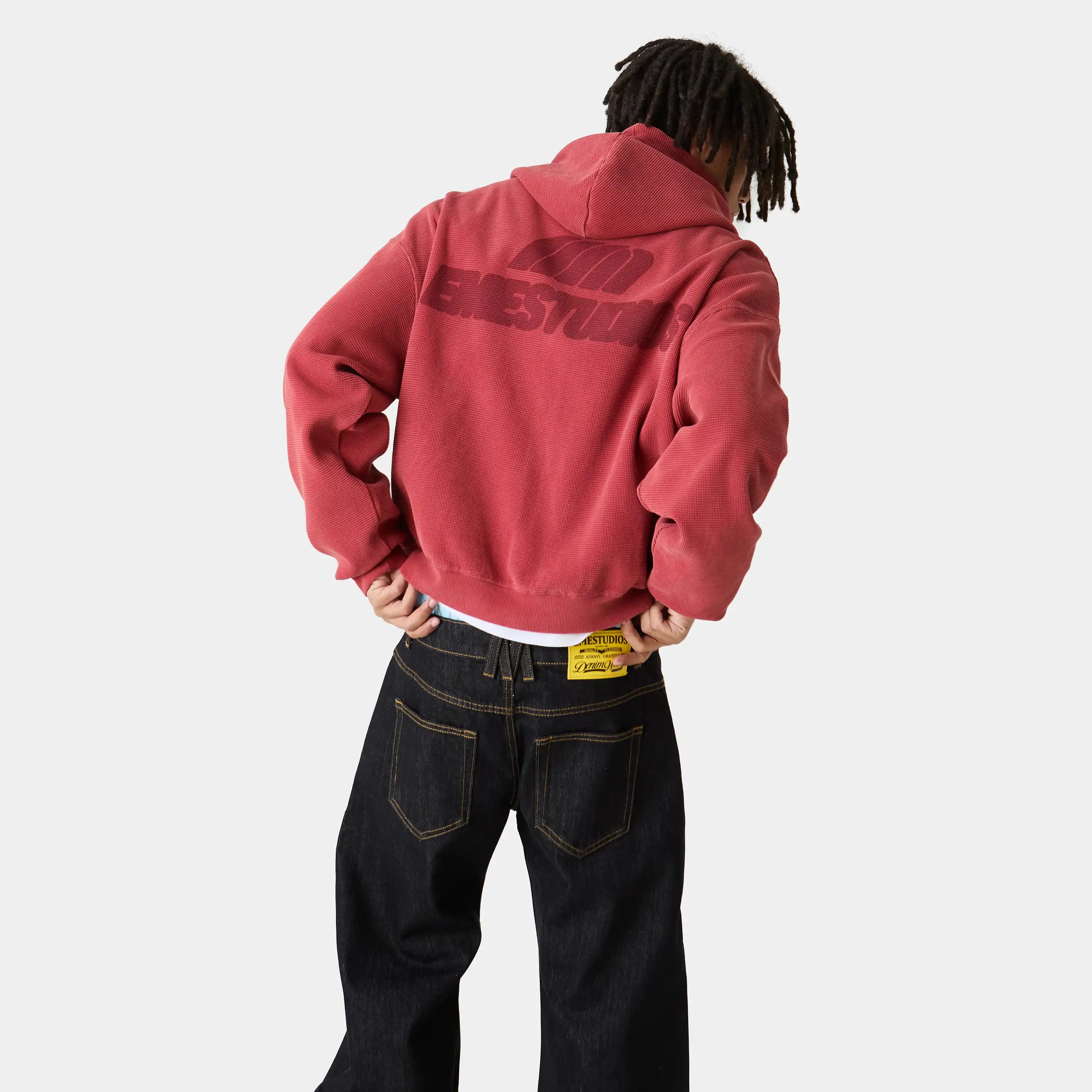 Waffle Marsala Croped Boxy Full Zip Hoodies Eme Studios