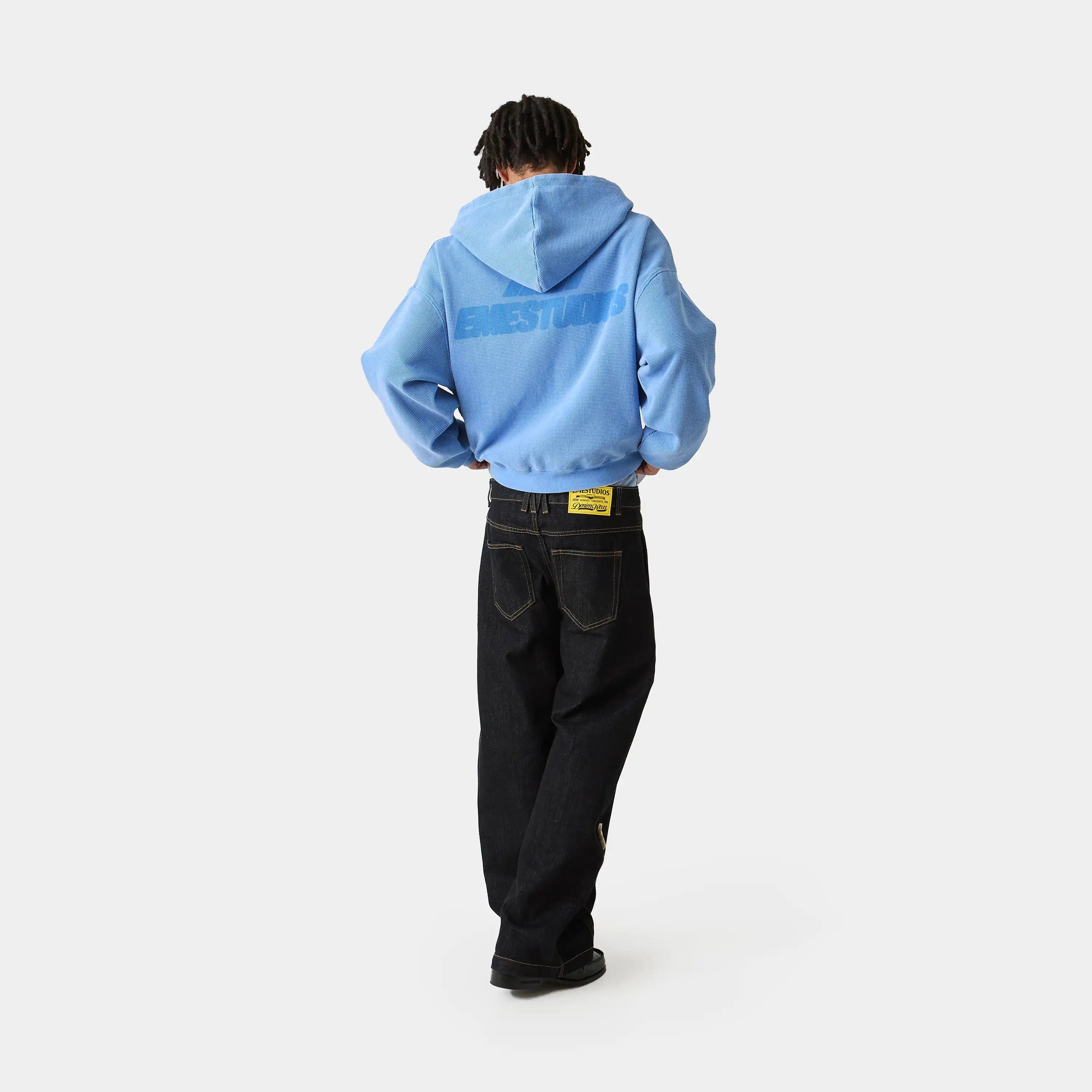 Waffle Cobalt Croped Boxy Full Zip Hoodies Eme Studios