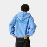 Waffle Cobalt Croped Boxy Full Zip Hoodies Eme Studios
