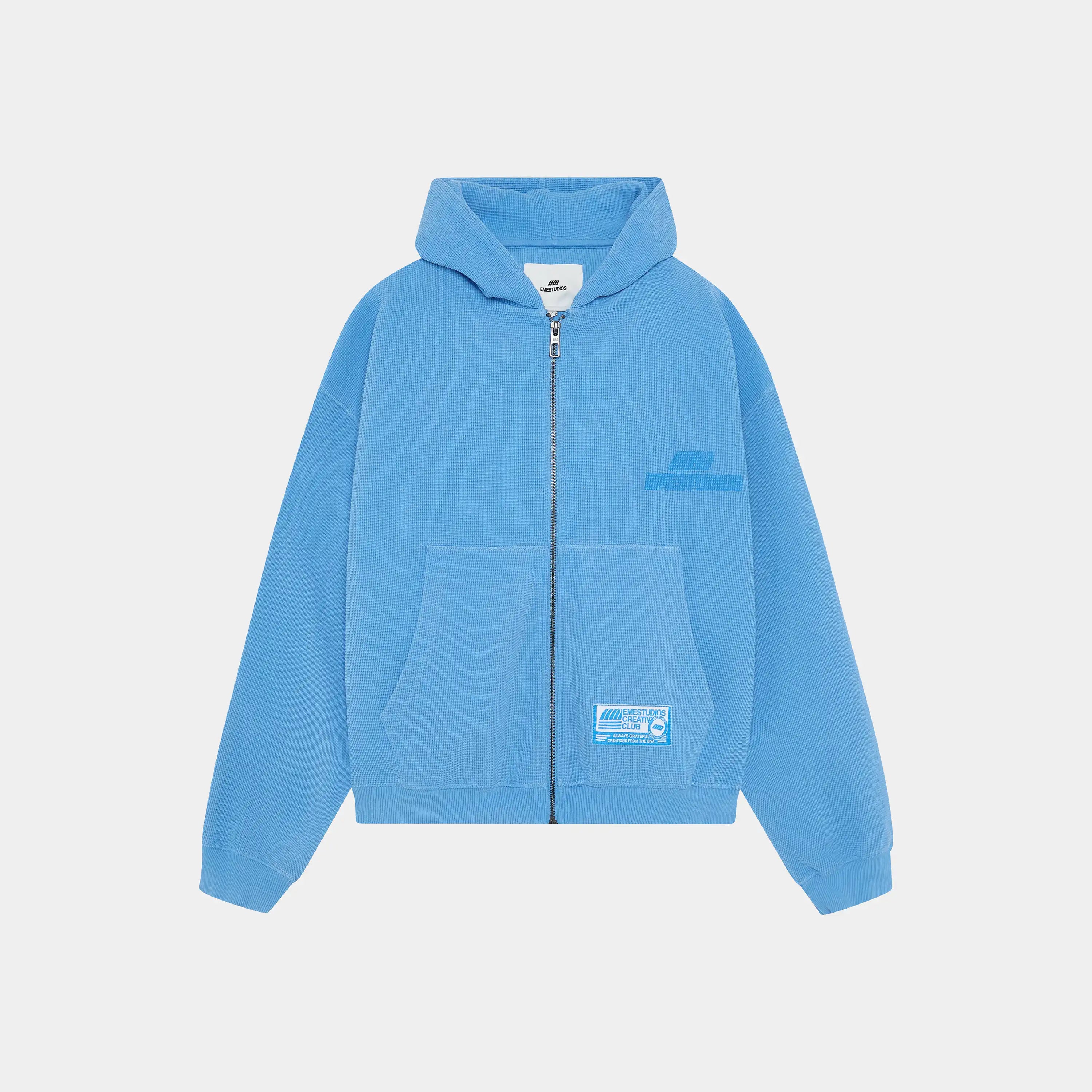 Waffle Cobalt Croped Boxy Full Zip