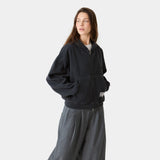 Waffle Navy Croped Boxy Full Zip Hoodies Eme Studios