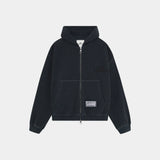 Waffle Navy Croped Boxy Full Zip Hoodies Eme Studios