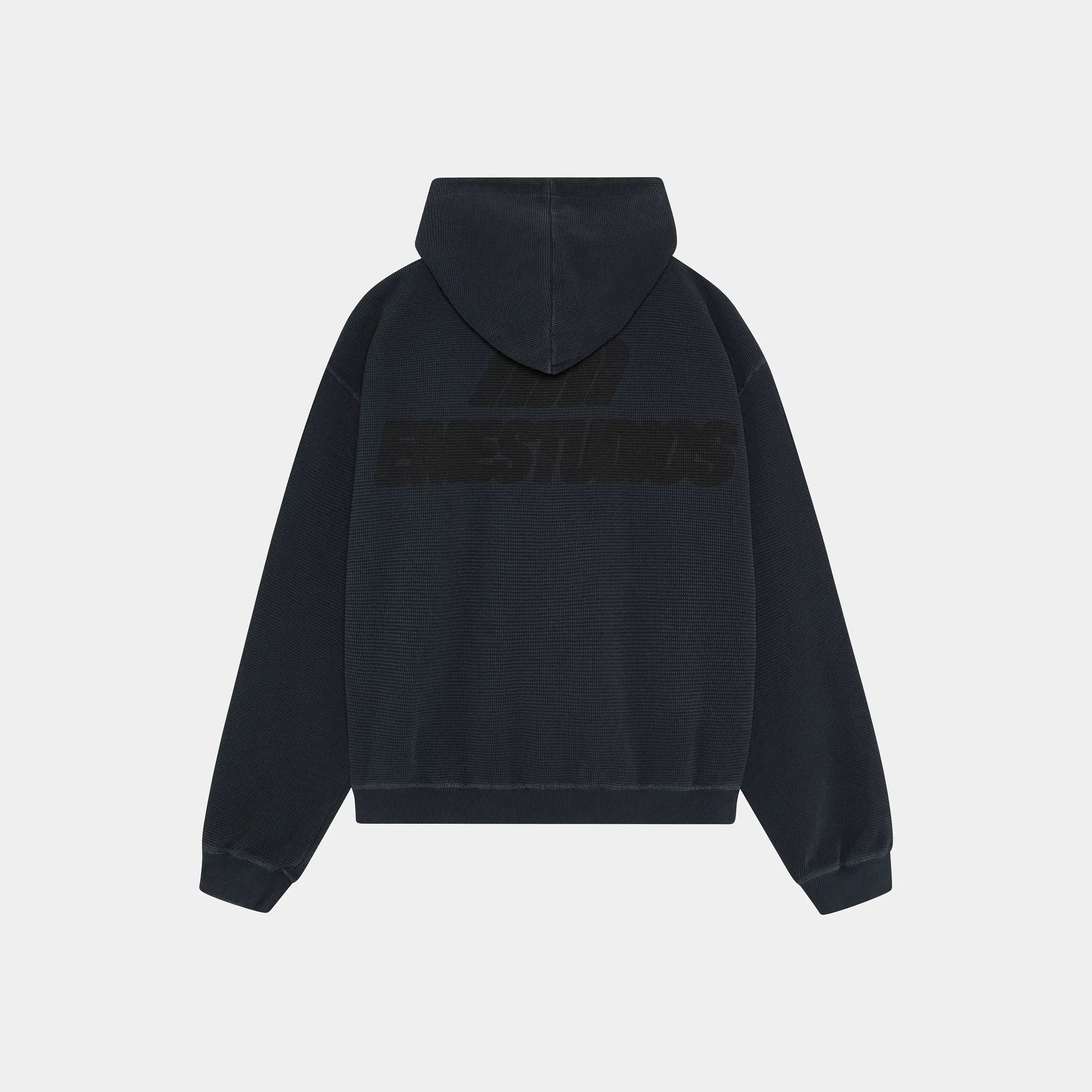 Waffle Navy Croped Boxy Full Zip Hoodies Eme Studios