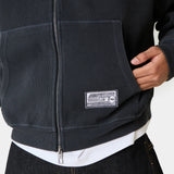 Waffle Navy Croped Boxy Full Zip Hoodies Eme Studios