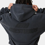 Waffle Navy Croped Boxy Full Zip Hoodies Eme Studios
