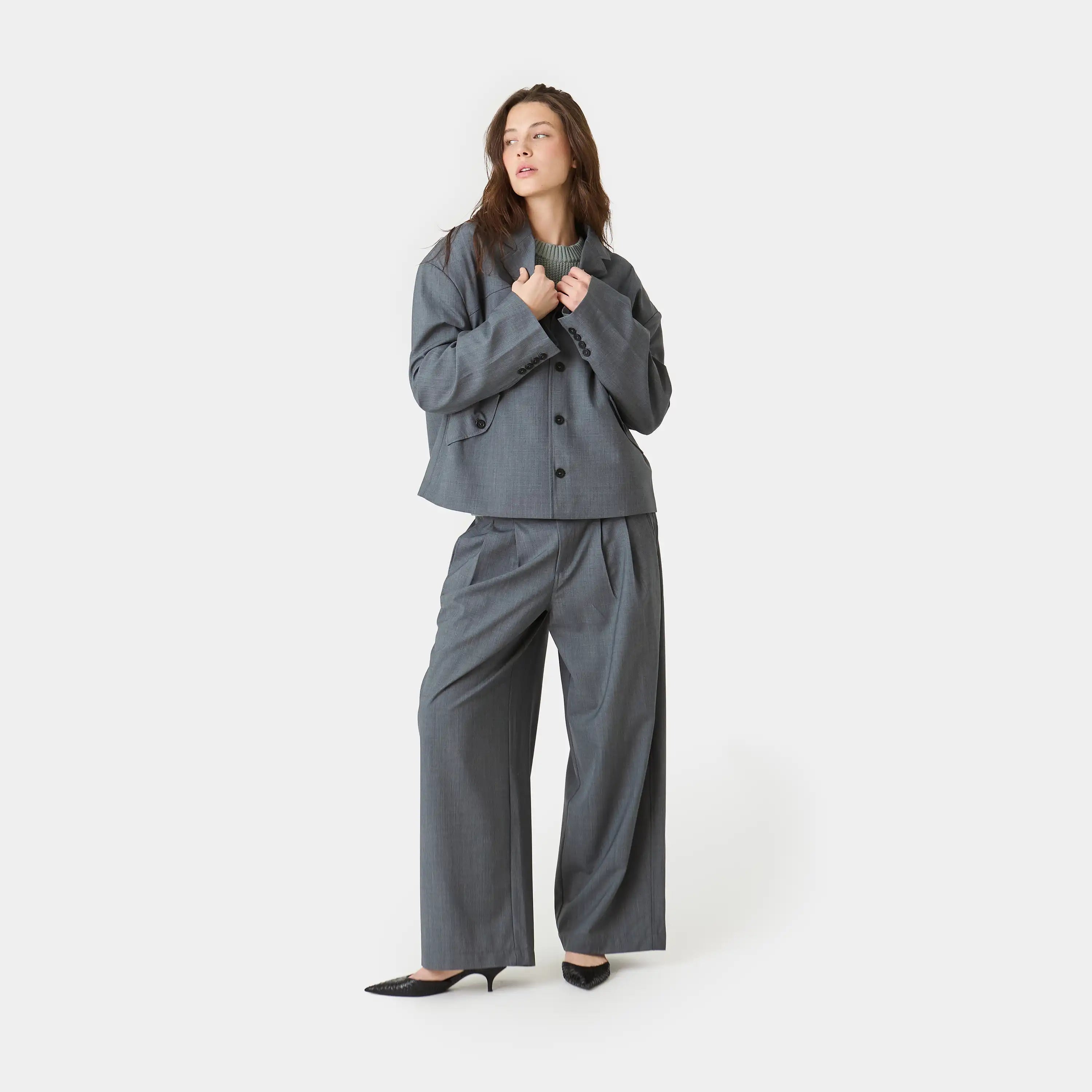 Orbit Slate Grey Blazer Outerwear Eme Studios