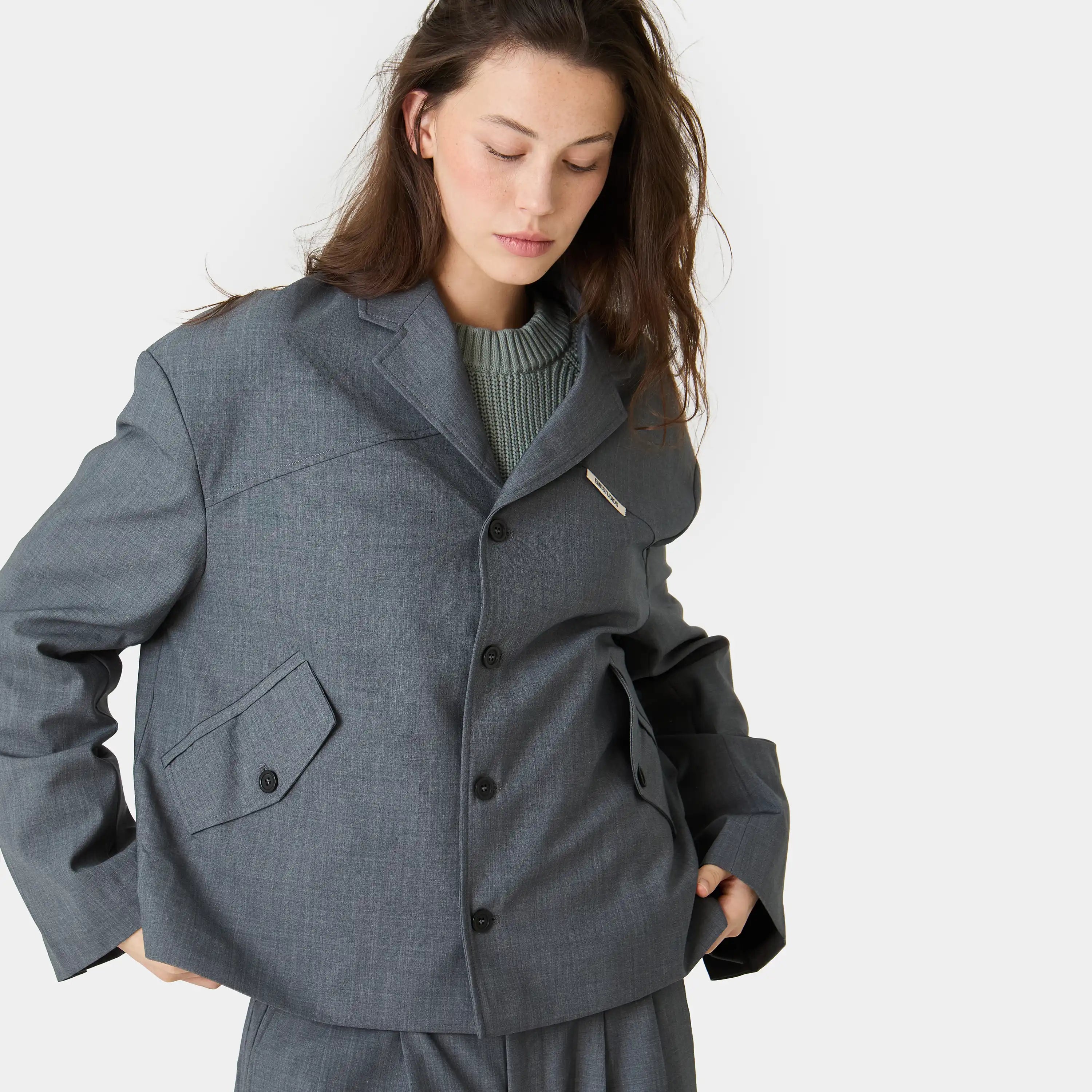 Orbit Slate Grey Blazer Outerwear Eme Studios