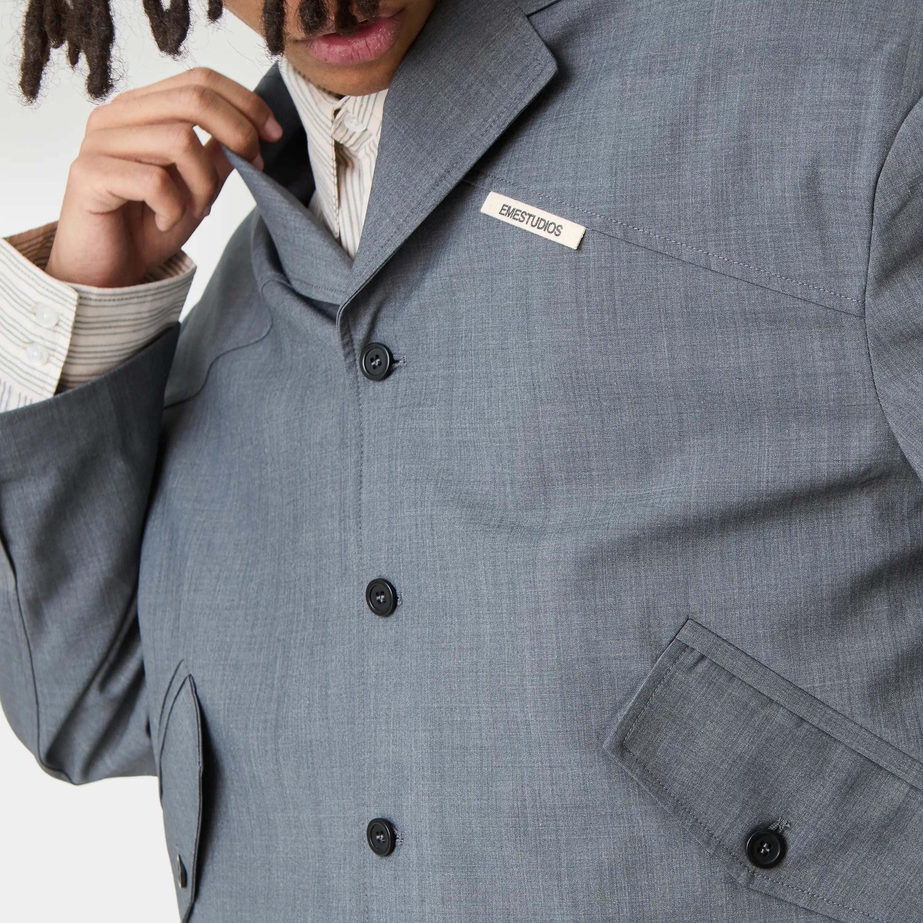 Orbit Slate Grey Blazer Outerwear Eme Studios