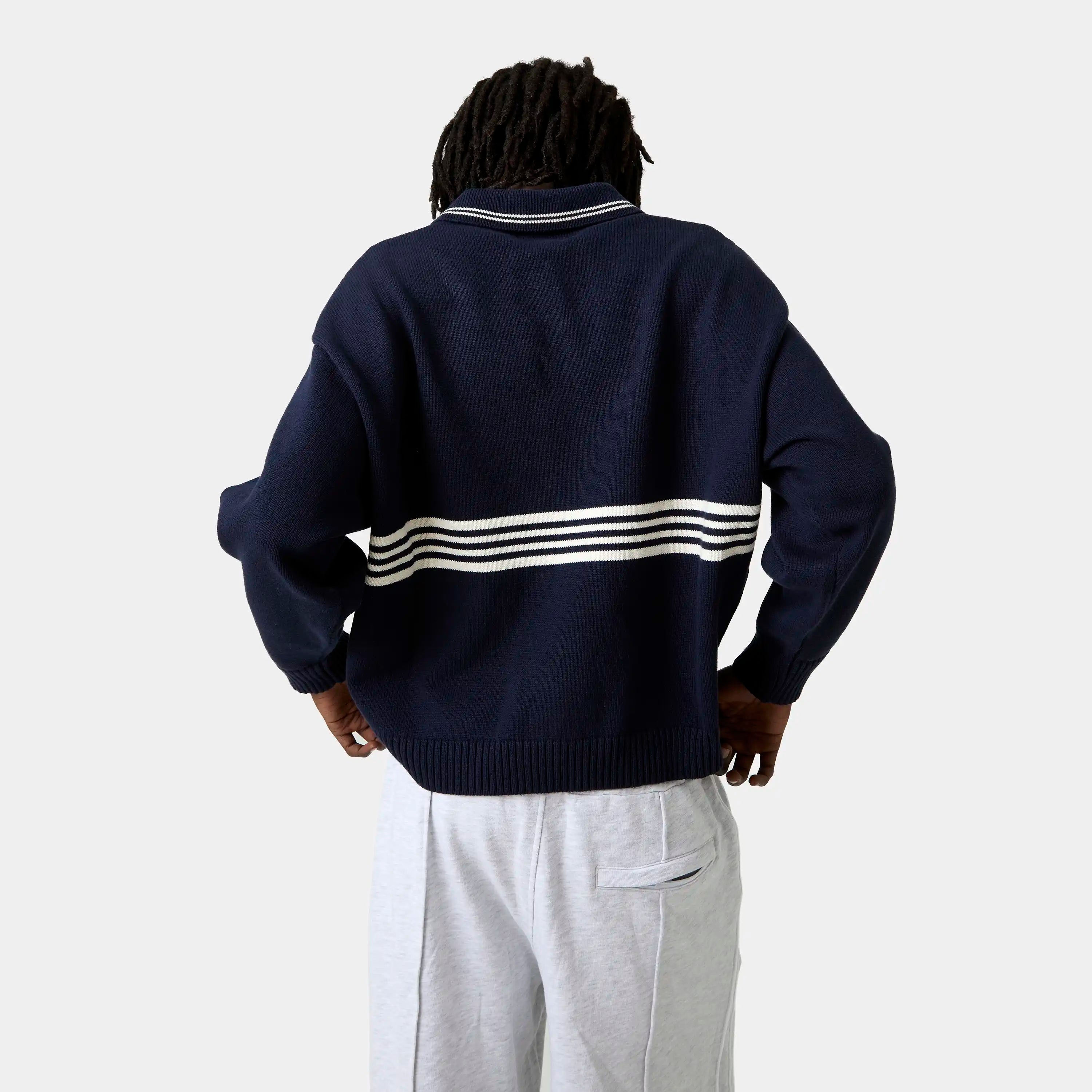 Pivot Navy Knit Polo Knitwear Eme Studios