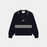Pivot Navy Knit Polo Knitwear Eme Studios